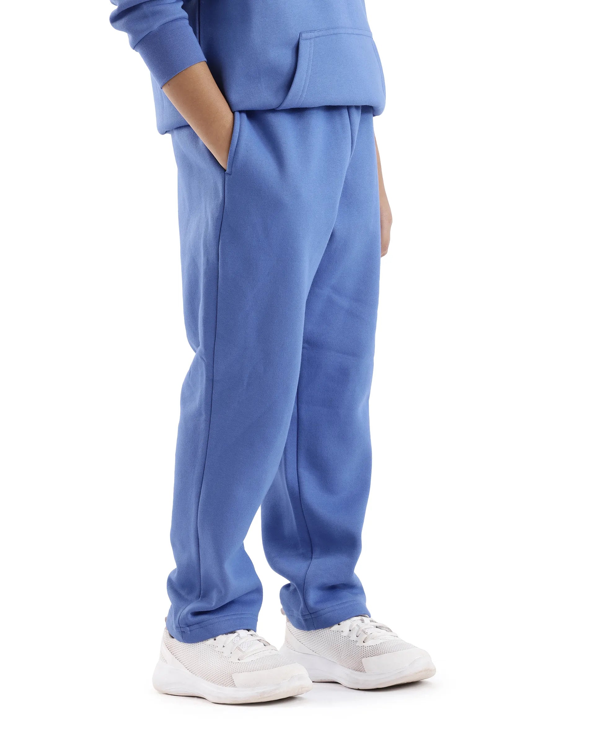 Rare Ones Kids Lint Blue Cotton Solid Trackpant