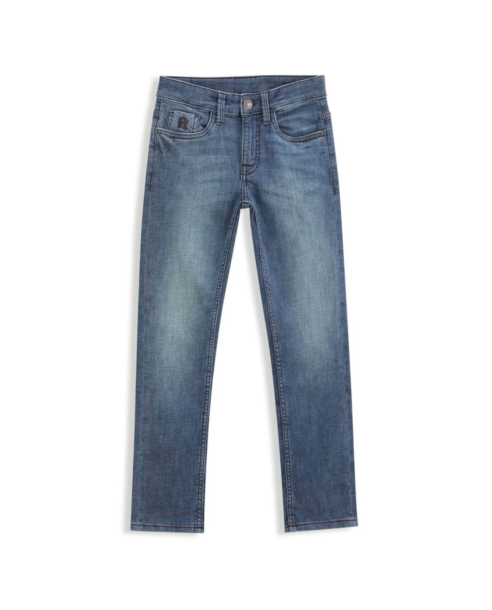 Rare Ones Kids Linus Light Blue Cotton Blend Fabric Zipper Closure Slim Fit Jeans
