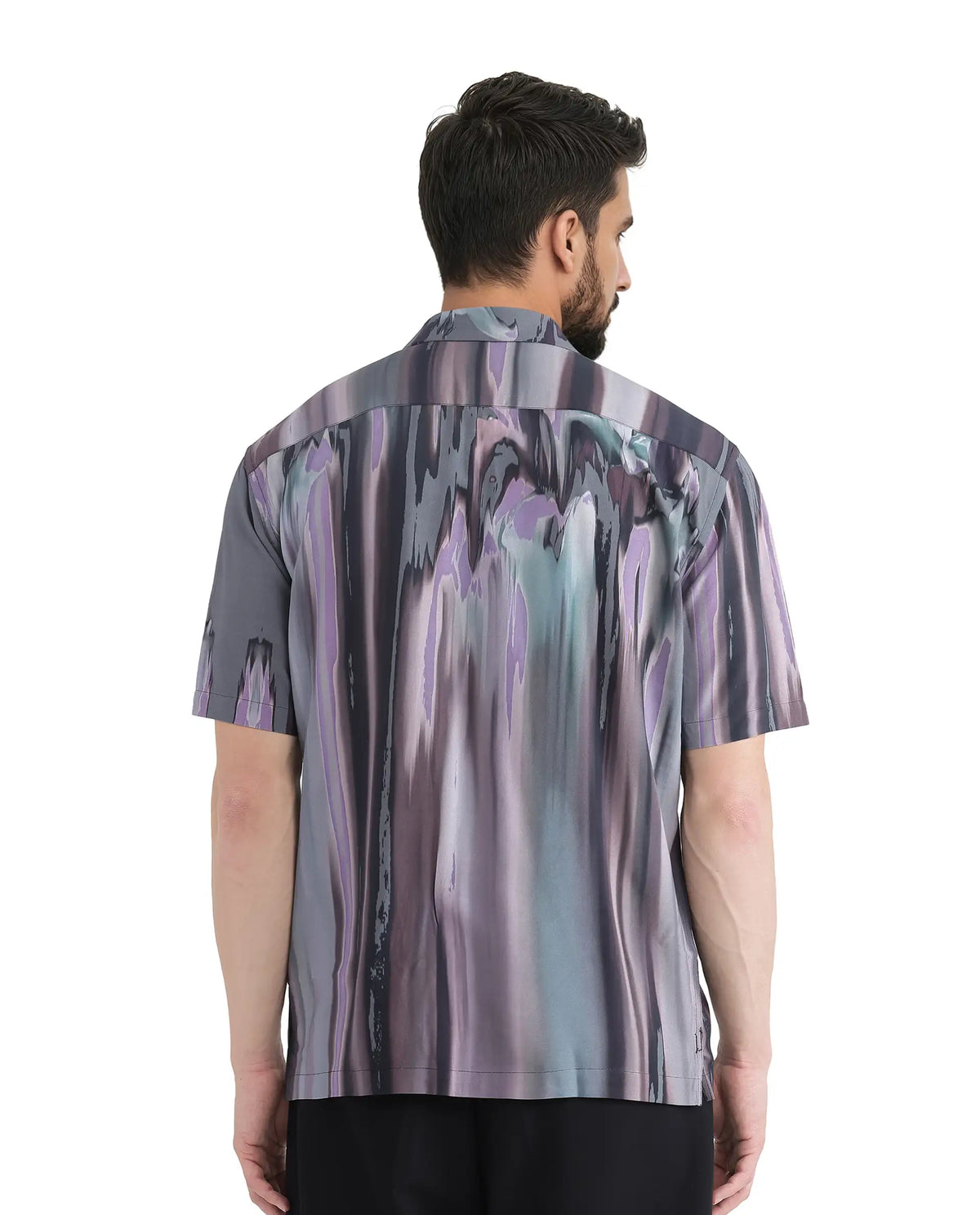 Rare Rabbit Men Loid Black Viscose Fabric Printed Shirt