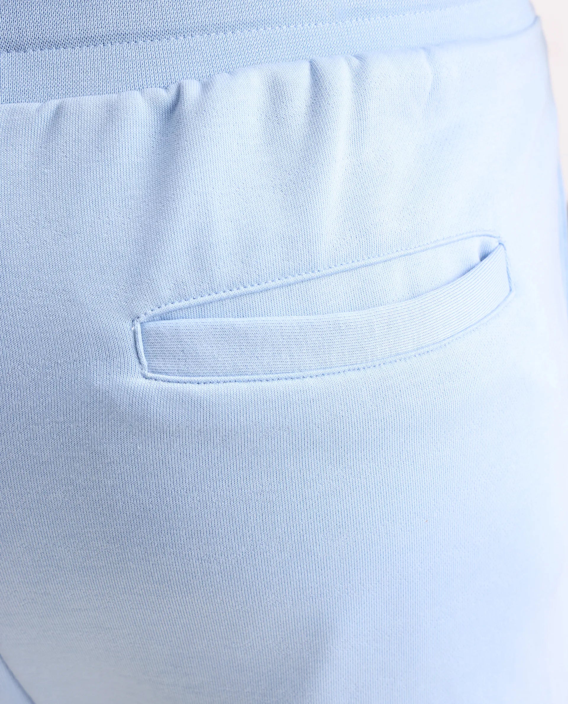 Rare Rabbit Men's Loito Light Blue Cotton Blend Embroidered Regular Fit Shorts