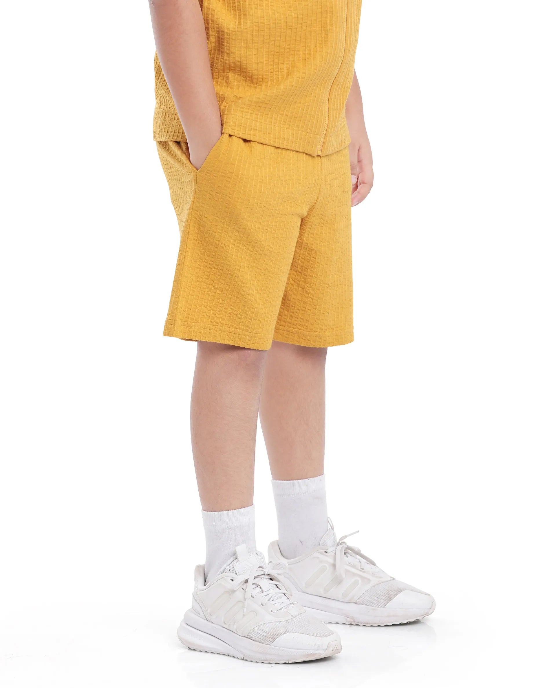 Rare Ones Kids Lomit Mustard Cotton Solid Shorts