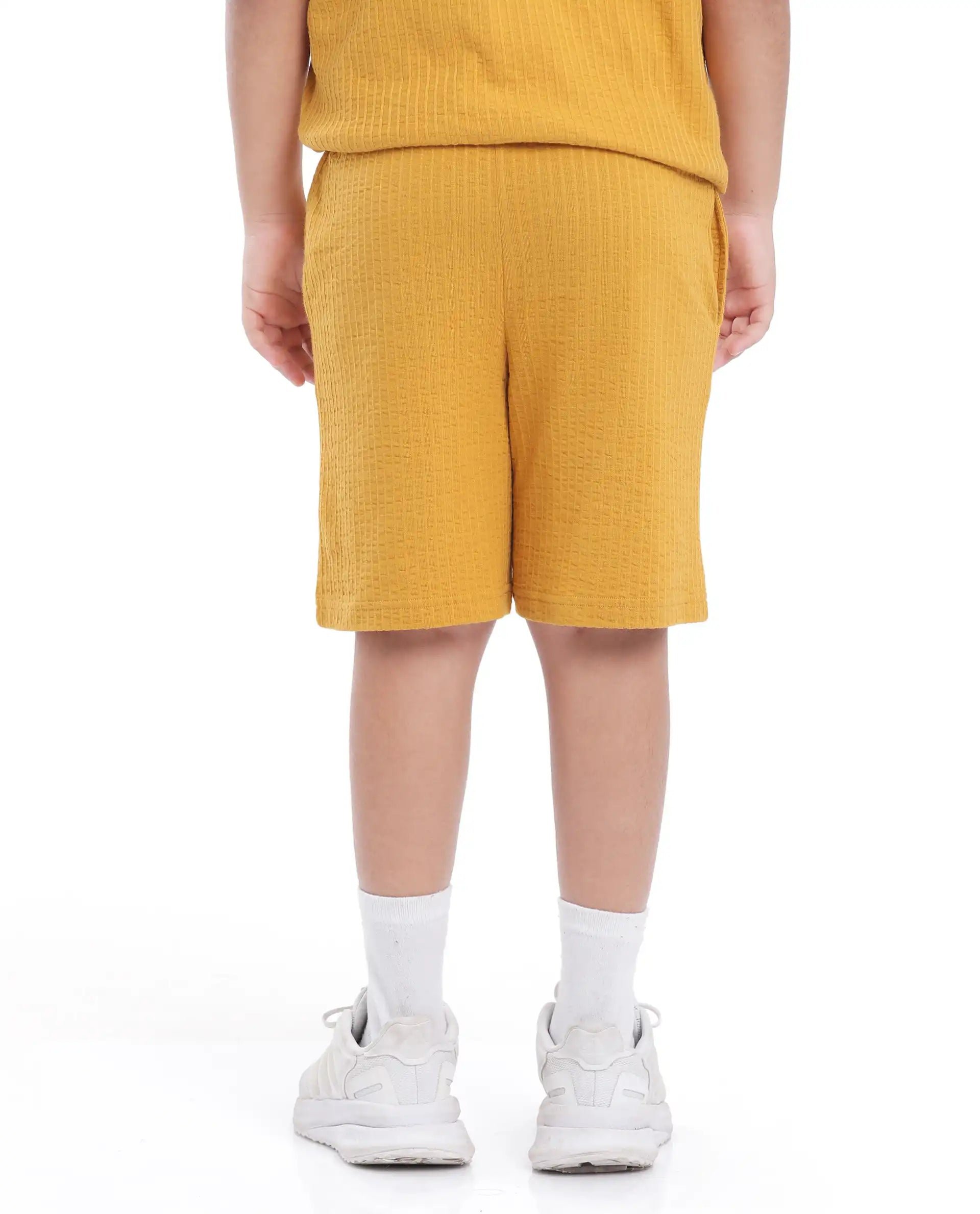 Rare Ones Kids Lomit Mustard Cotton Solid Shorts