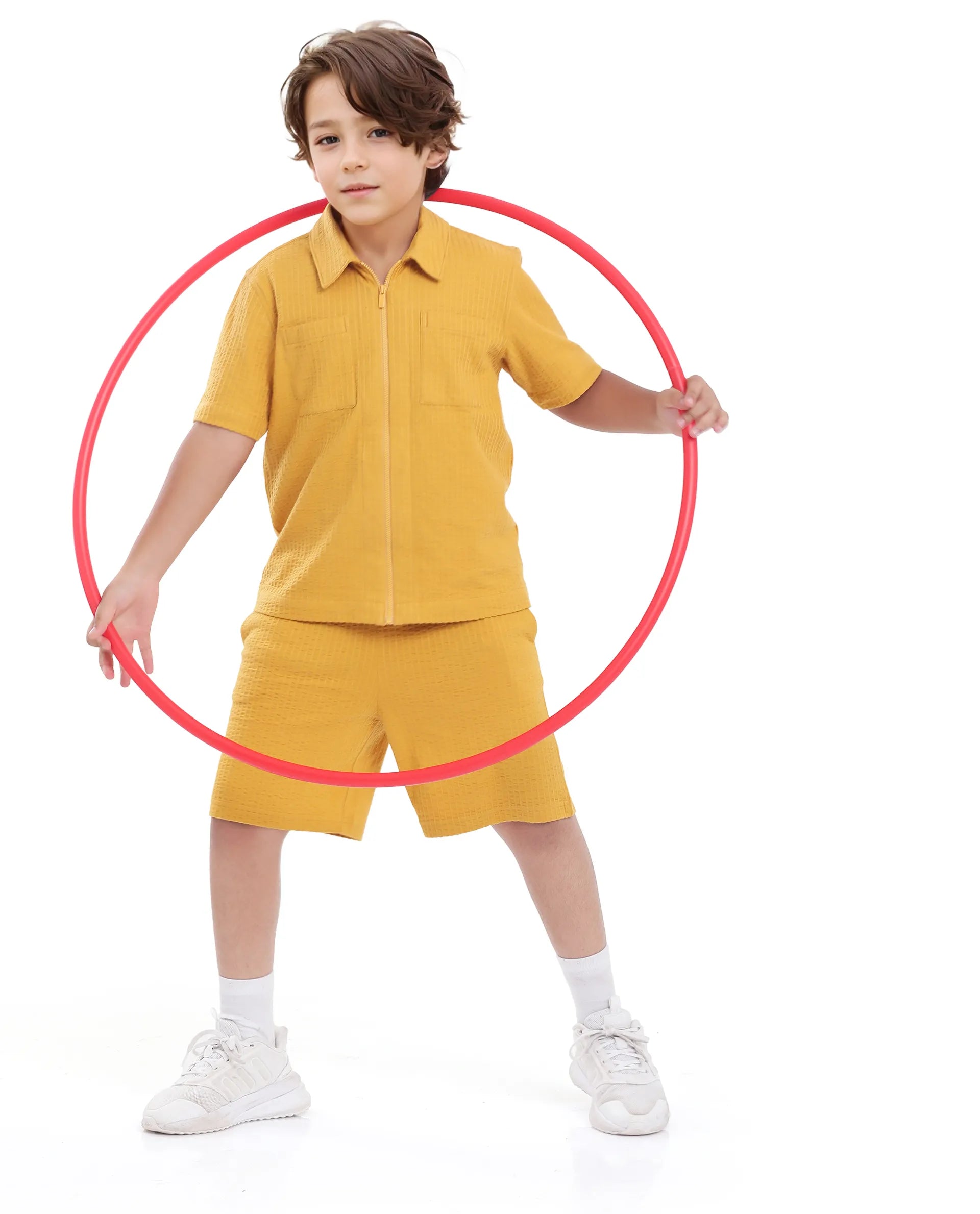 Rare Ones Kids Lomit Mustard Cotton Solid Shorts