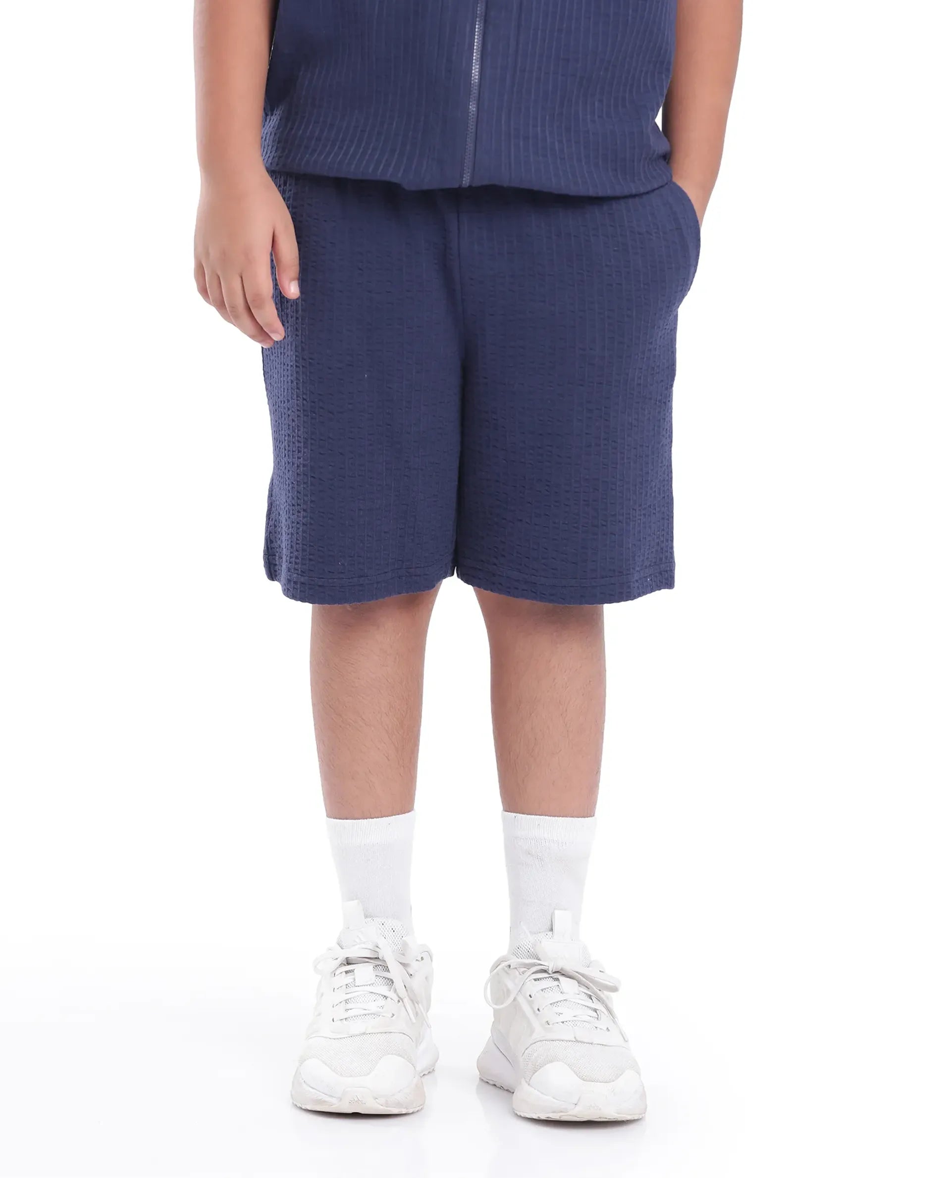 Rare Ones Kids Lomit Navy Cotton Solid Shorts
