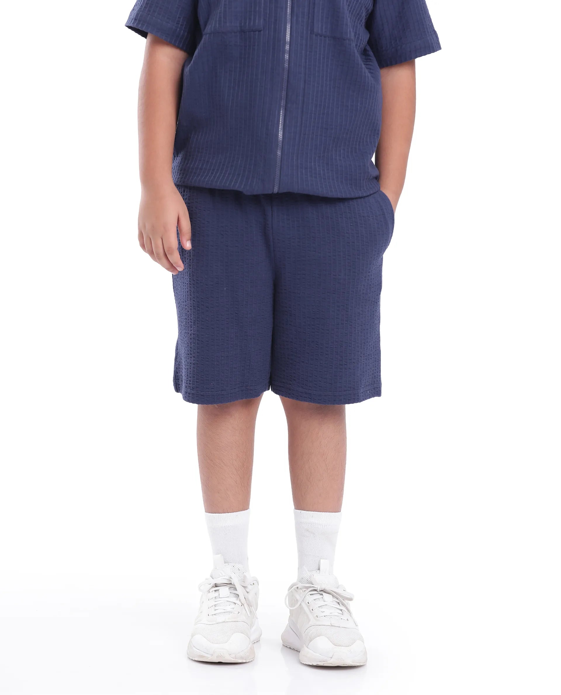 Rare Ones Kids Lomit Navy Cotton Solid Shorts