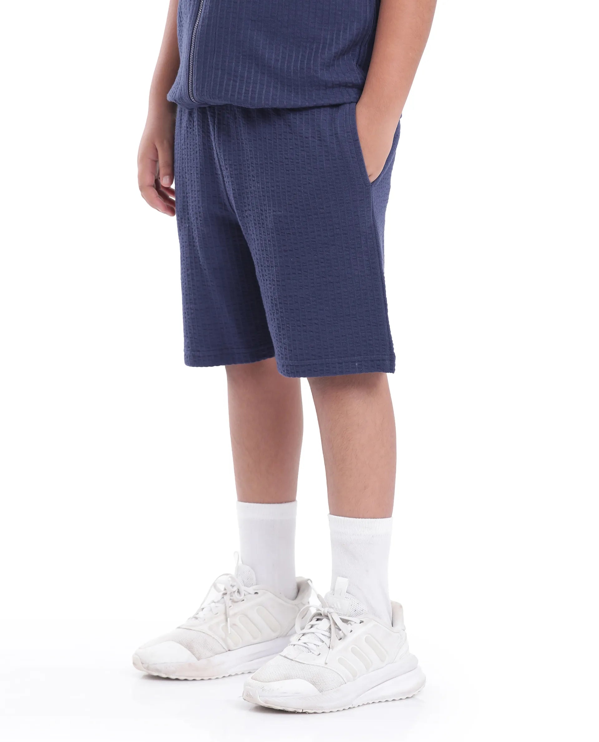 Rare Ones Kids Lomit Navy Cotton Solid Shorts