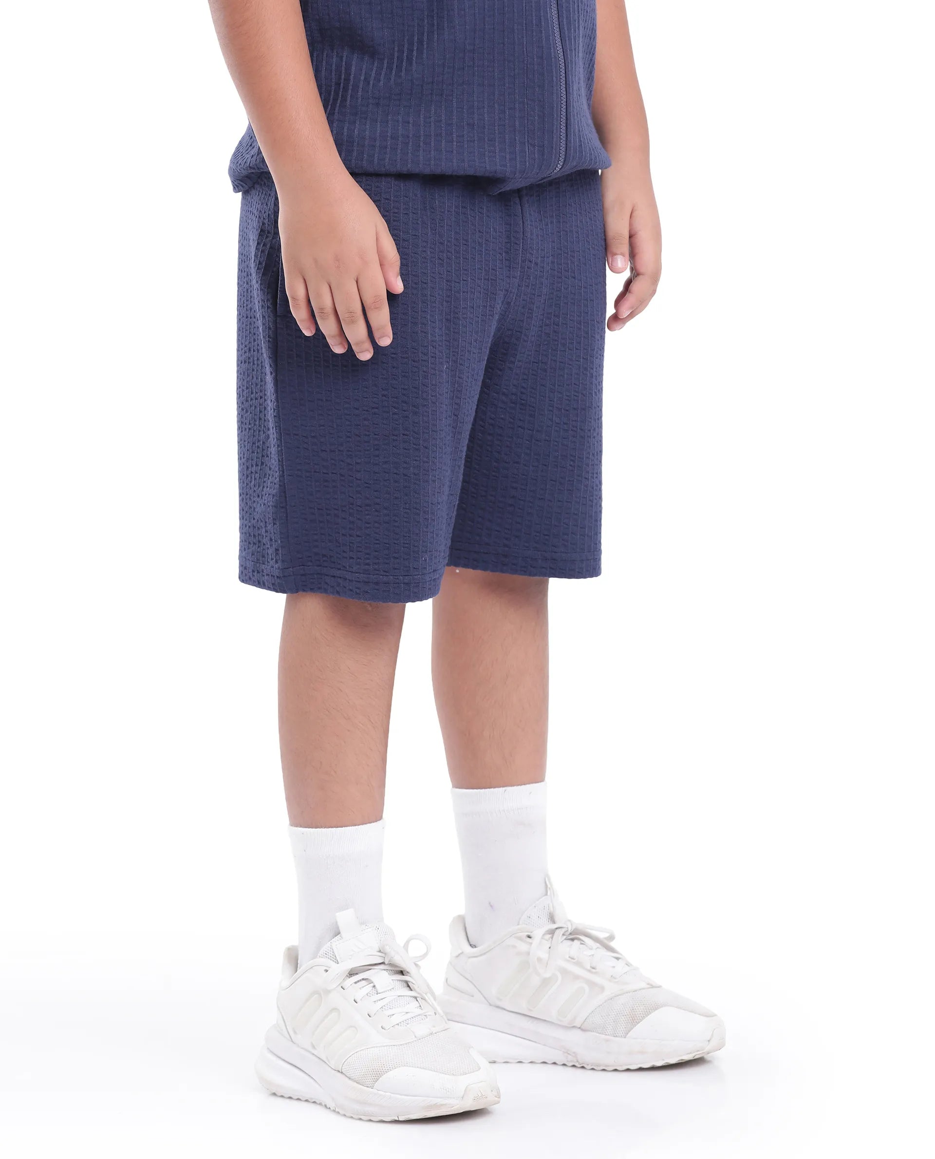 Rare Ones Kids Lomit Navy Cotton Solid Shorts