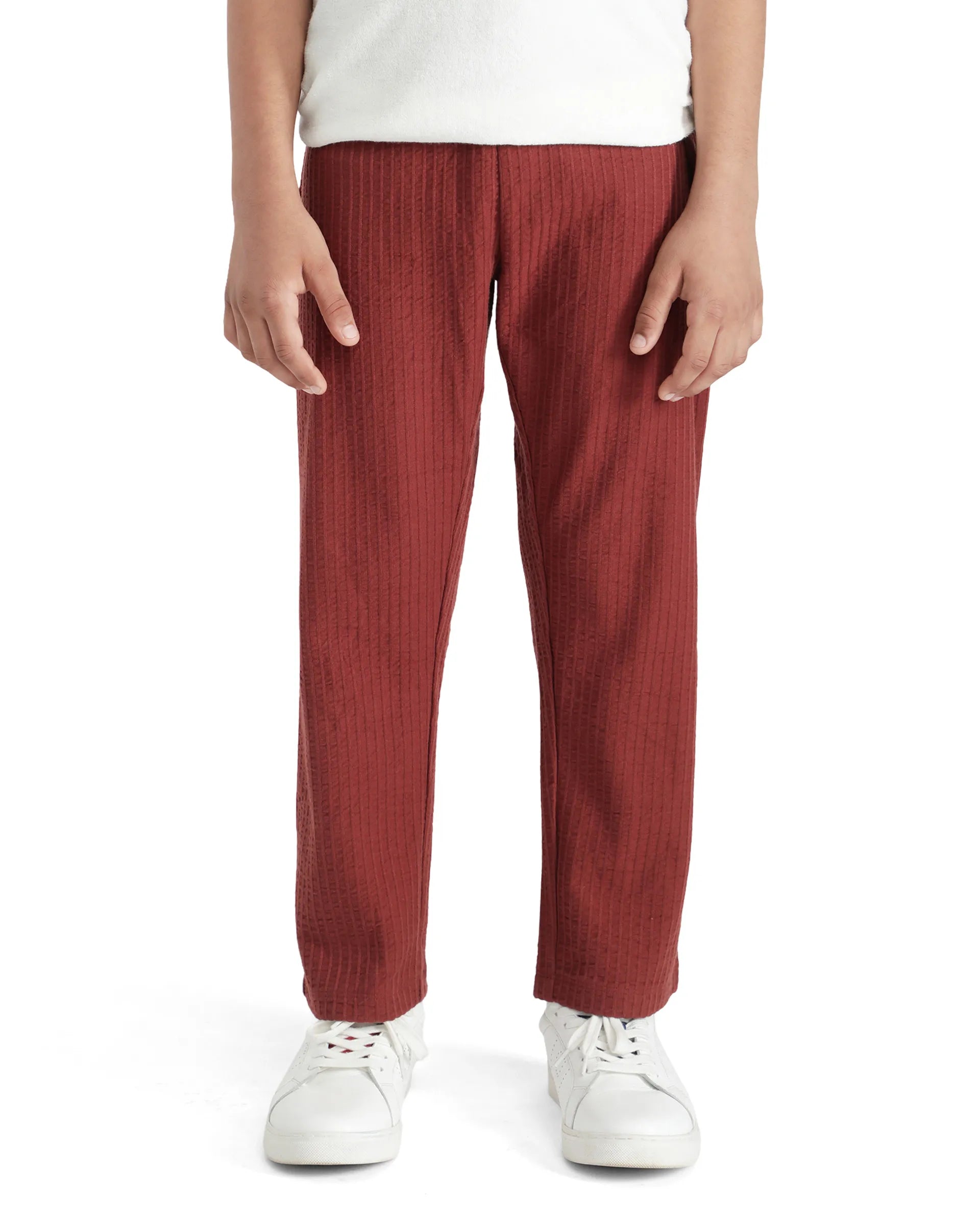 Rare Ones Kids Lomot Rust Cotton Drawstring Solid Trackpant