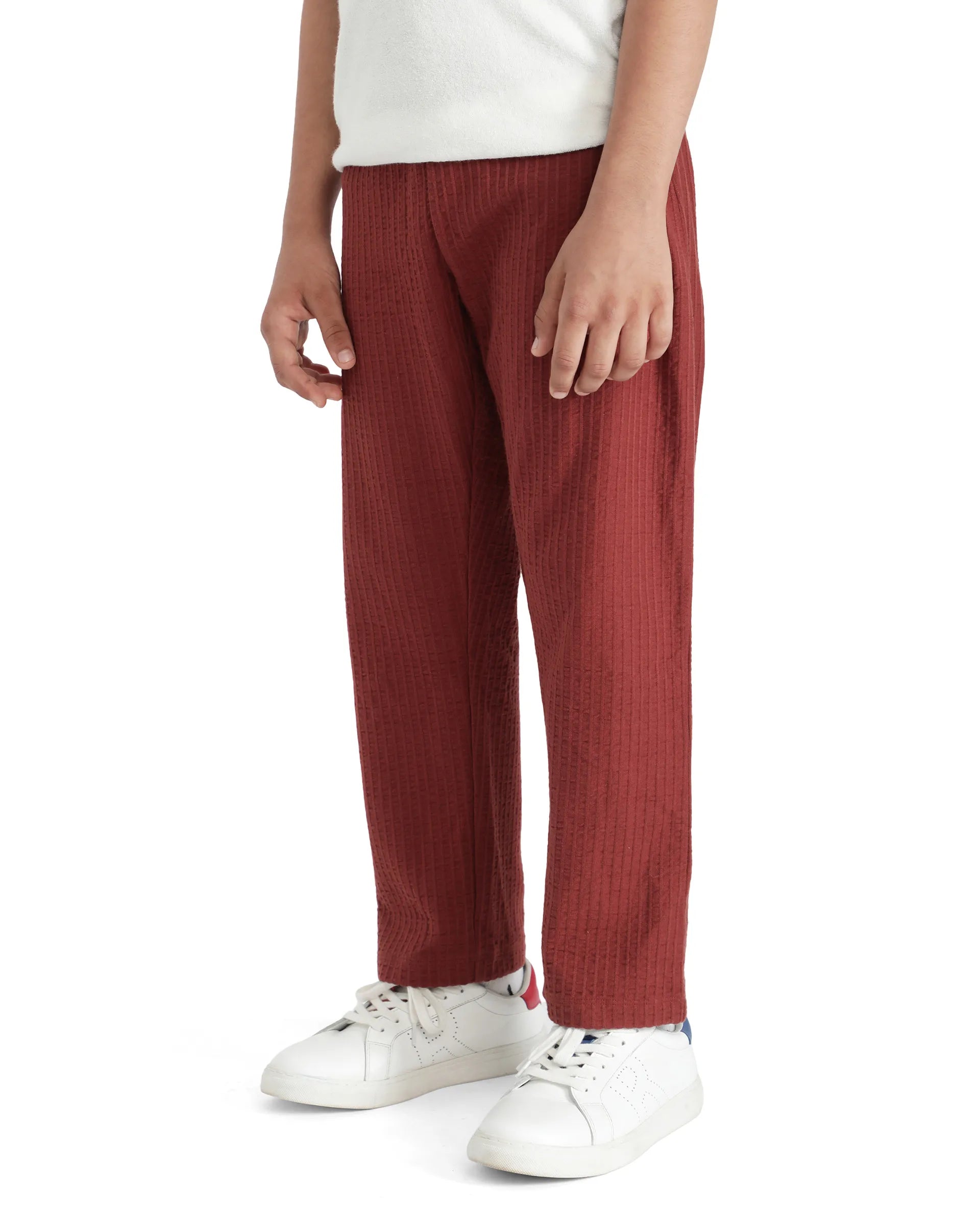 Rare Ones Kids Lomot Rust Cotton Drawstring Solid Trackpant