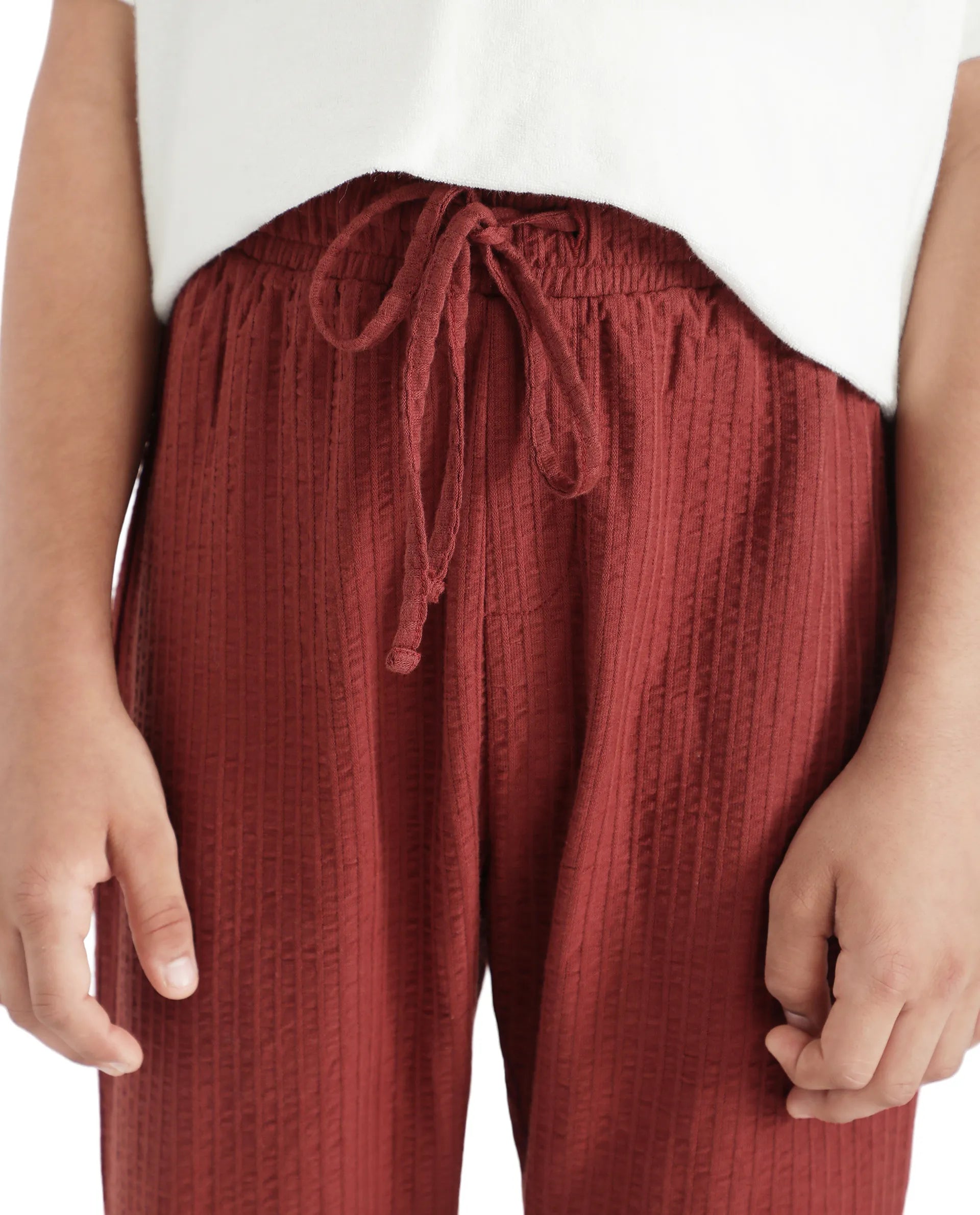 Rare Ones Kids Lomot Rust Cotton Drawstring Solid Trackpant