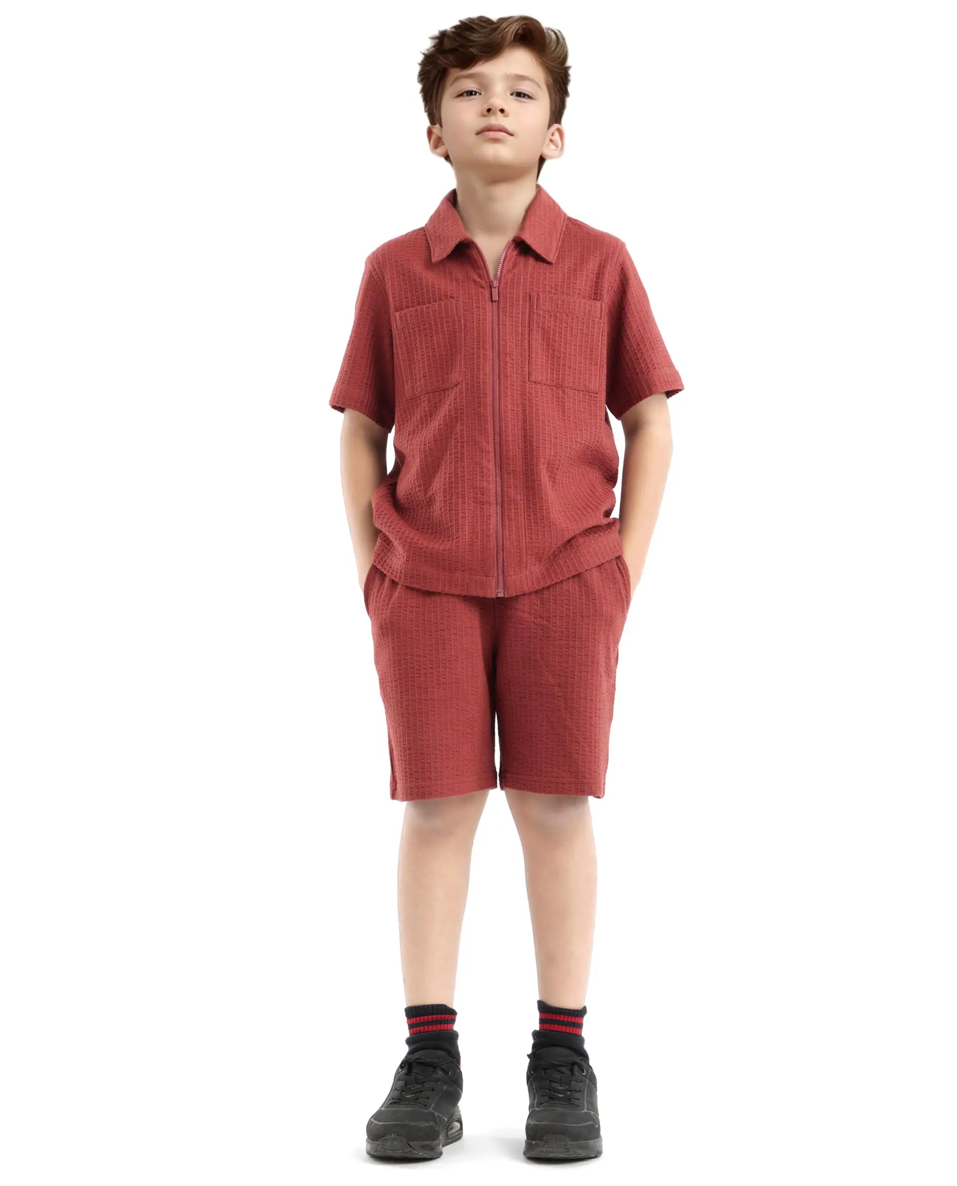 Rare Ones Kids Lomit Rust Cotton Solid Short