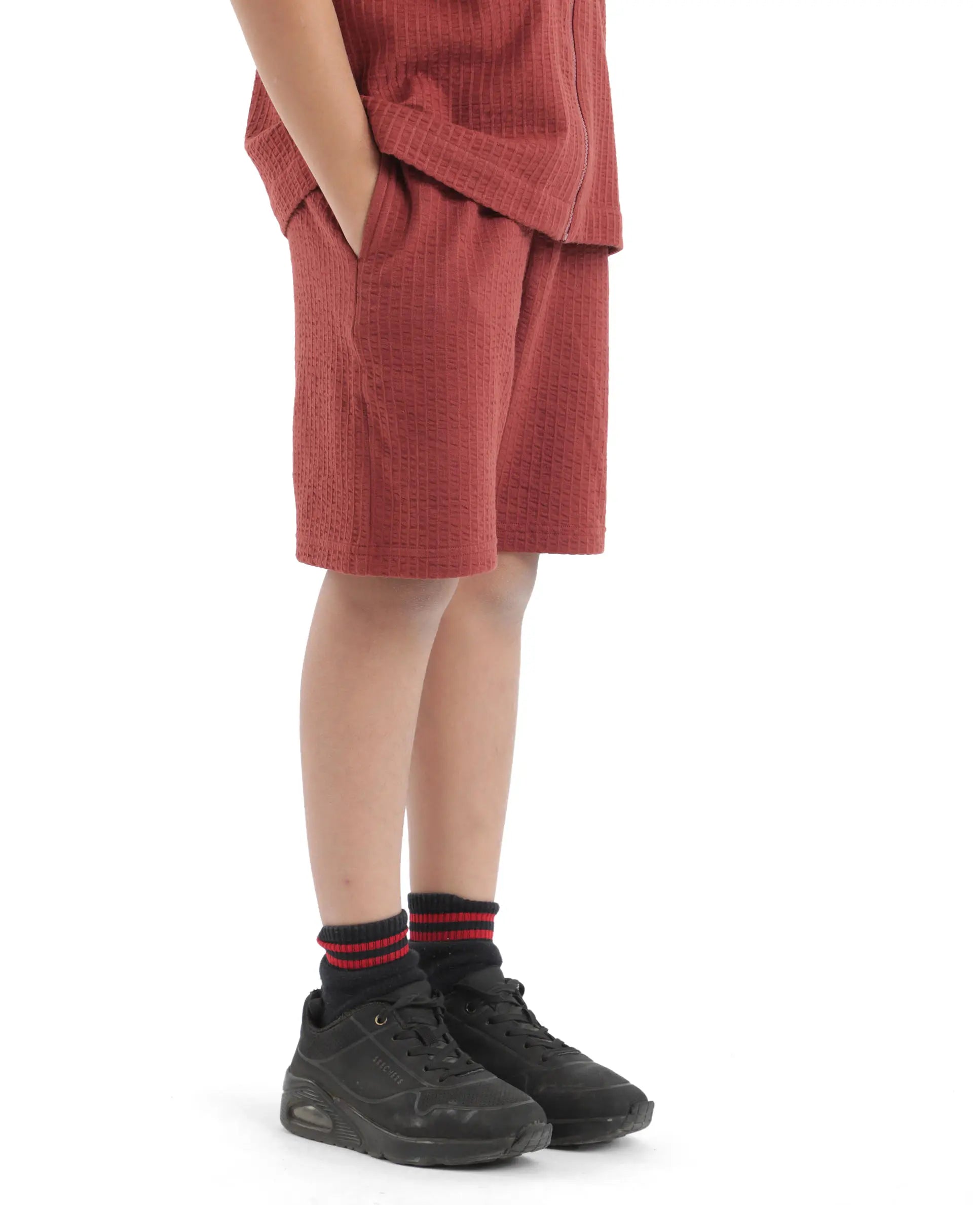 Rare Ones Kids Lomit Rust Cotton Solid Short