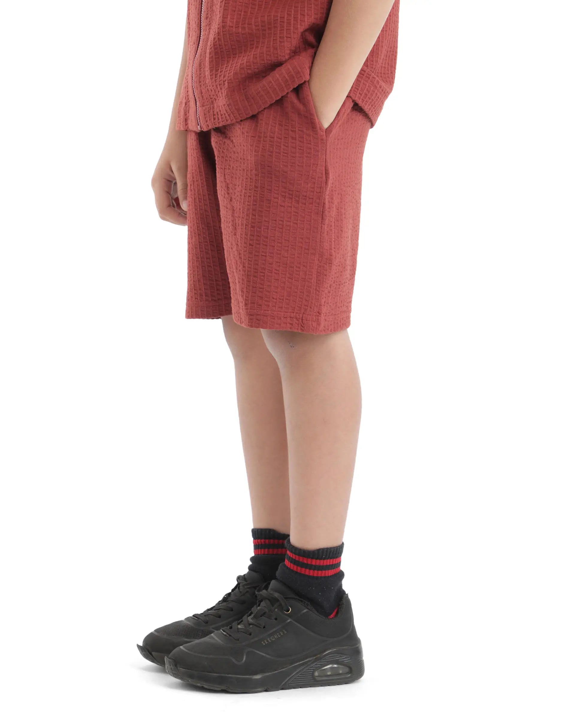 Rare Ones Kids Lomit Rust Cotton Solid Short