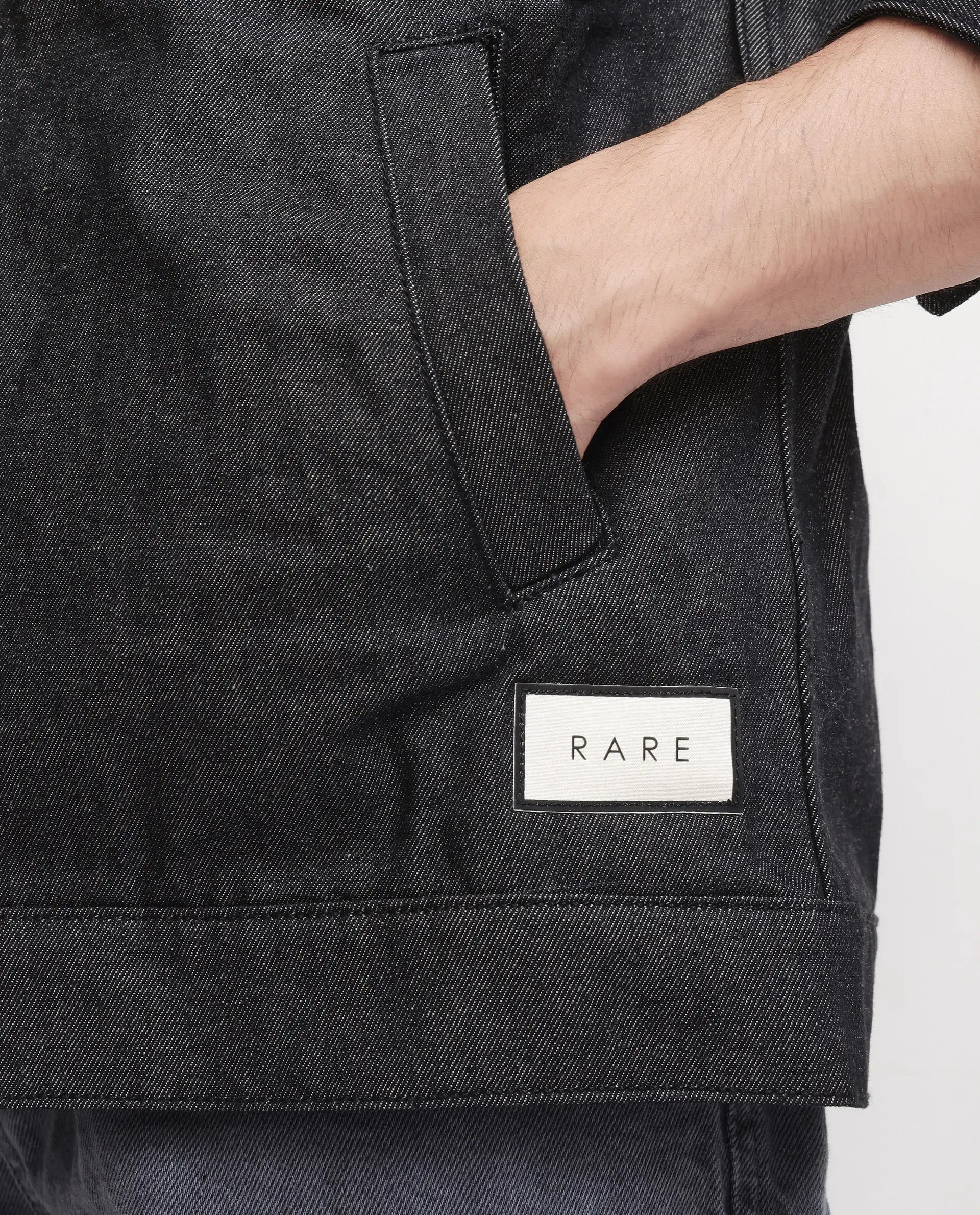 Rare Rabbit Men Loon Black Cotton Fabric Collared Neck Jacket