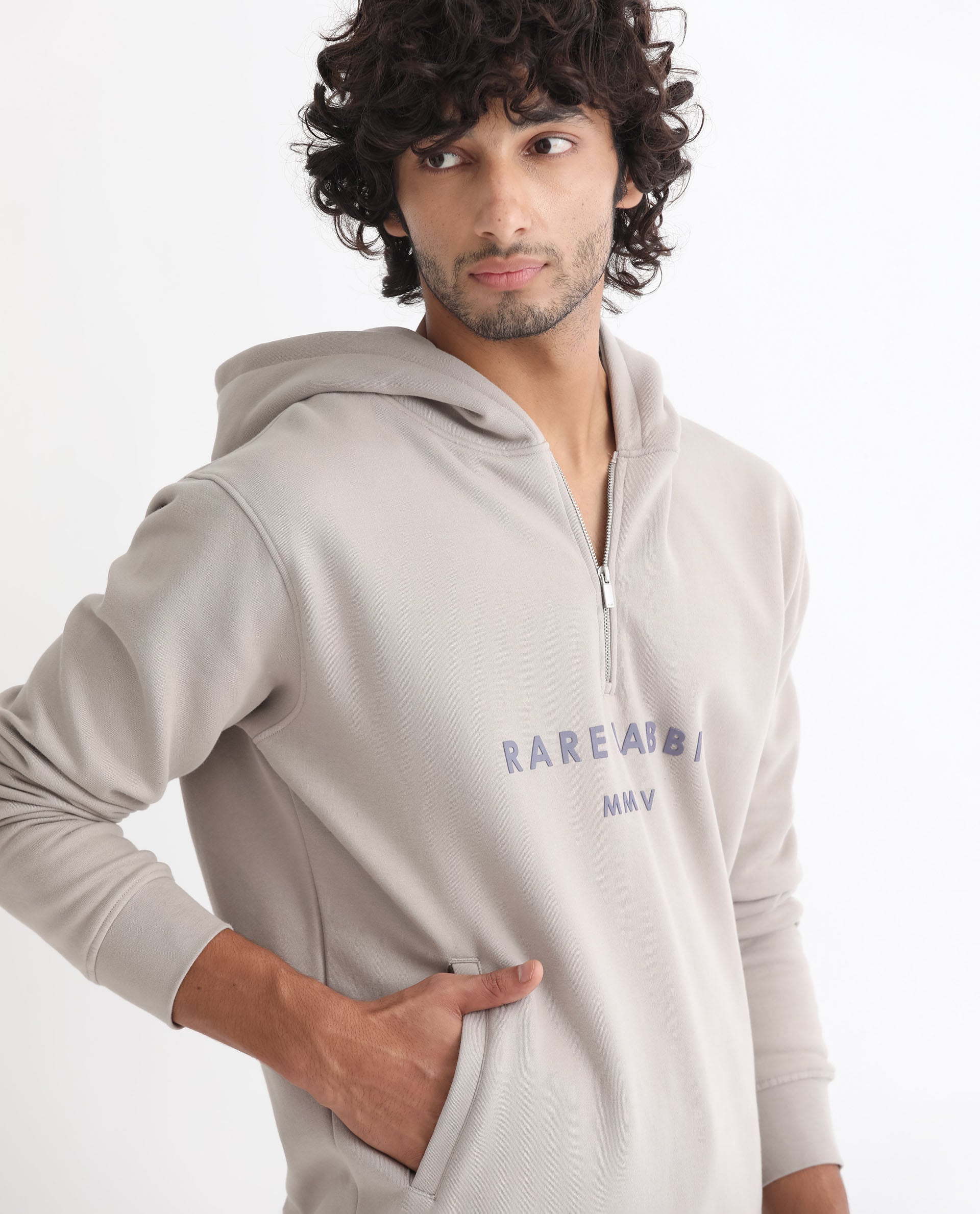 RARE RABBIT MEN'S LORALL DUSKY GREY SWEATSHIRT FULL SLEEVES SOLID