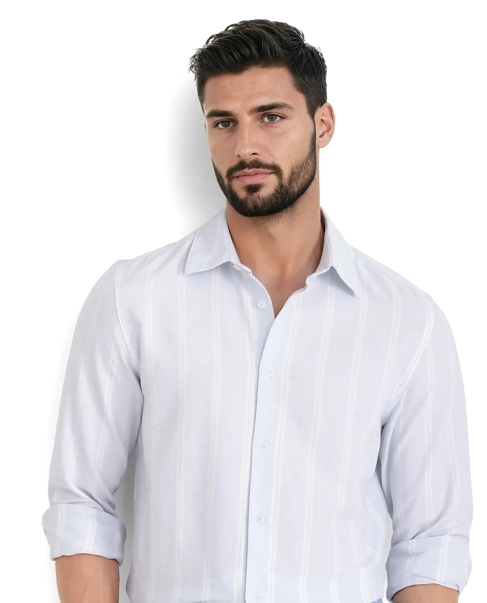 Rare Rabbit Men's Lorb Light Blue Cotton Fabric Full Sleeve Regular Collared Button Closure Stripe Print Shirt