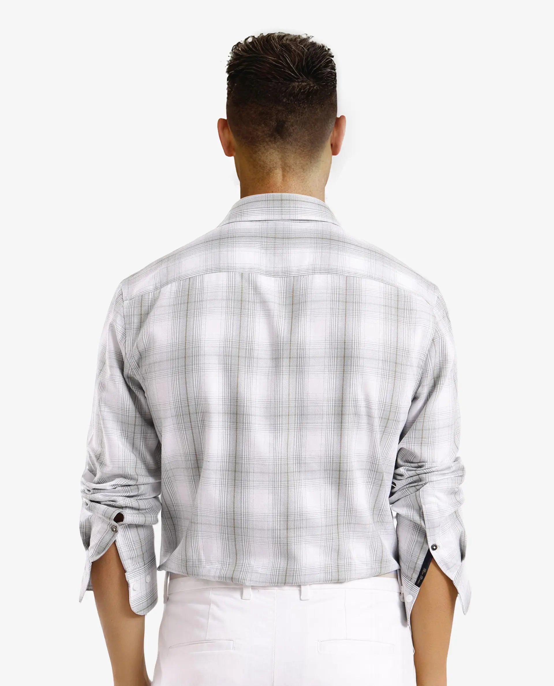 Rare Rabbit Men's Lorde Dusky Green Cotton Fabric Regular Fit Checks Shirt