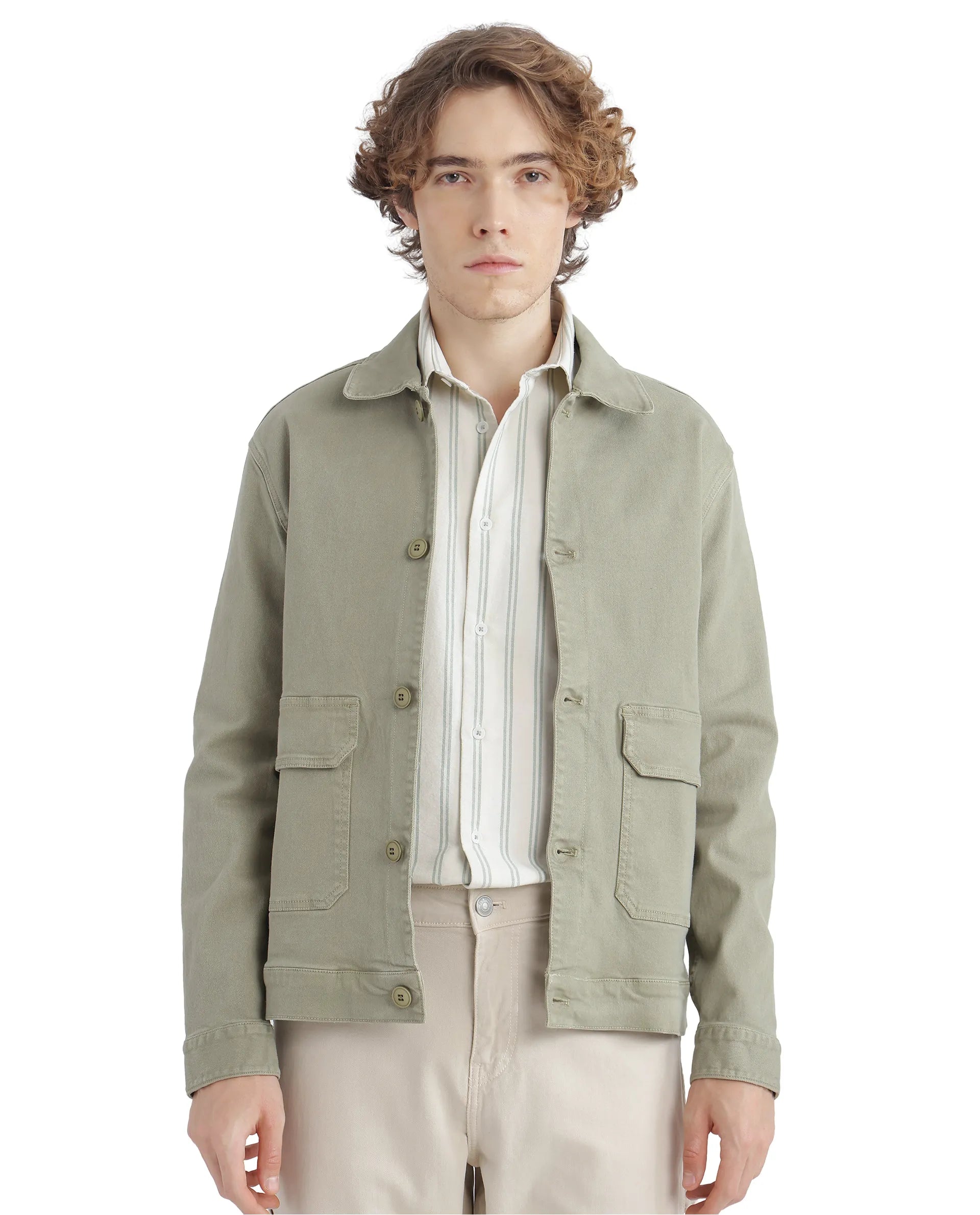 Rare Rabbit Men's Lorw Pastel Green Cotton Fabric Full Sleeve Collared Neck Button Closure Striped Shirt