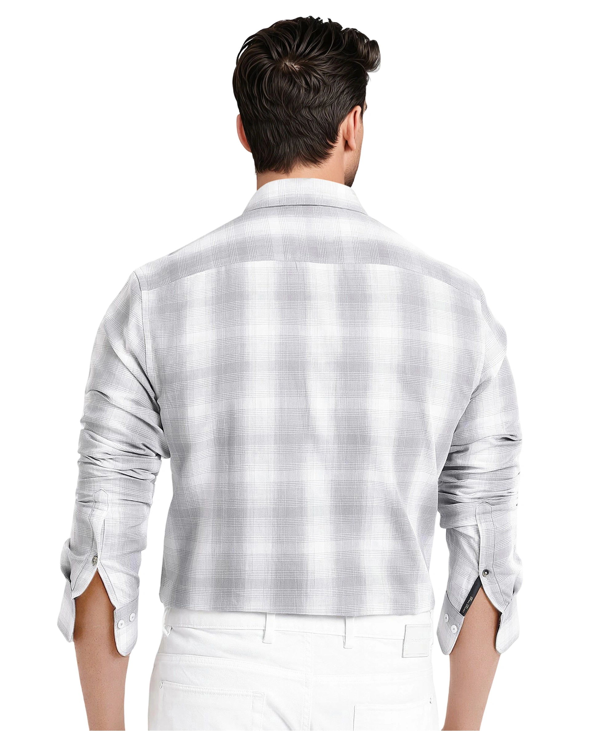 Rare Rabbit Men's Loto Grey Cotton Fabric Full Sleeve Regular Fit Checks Shirt