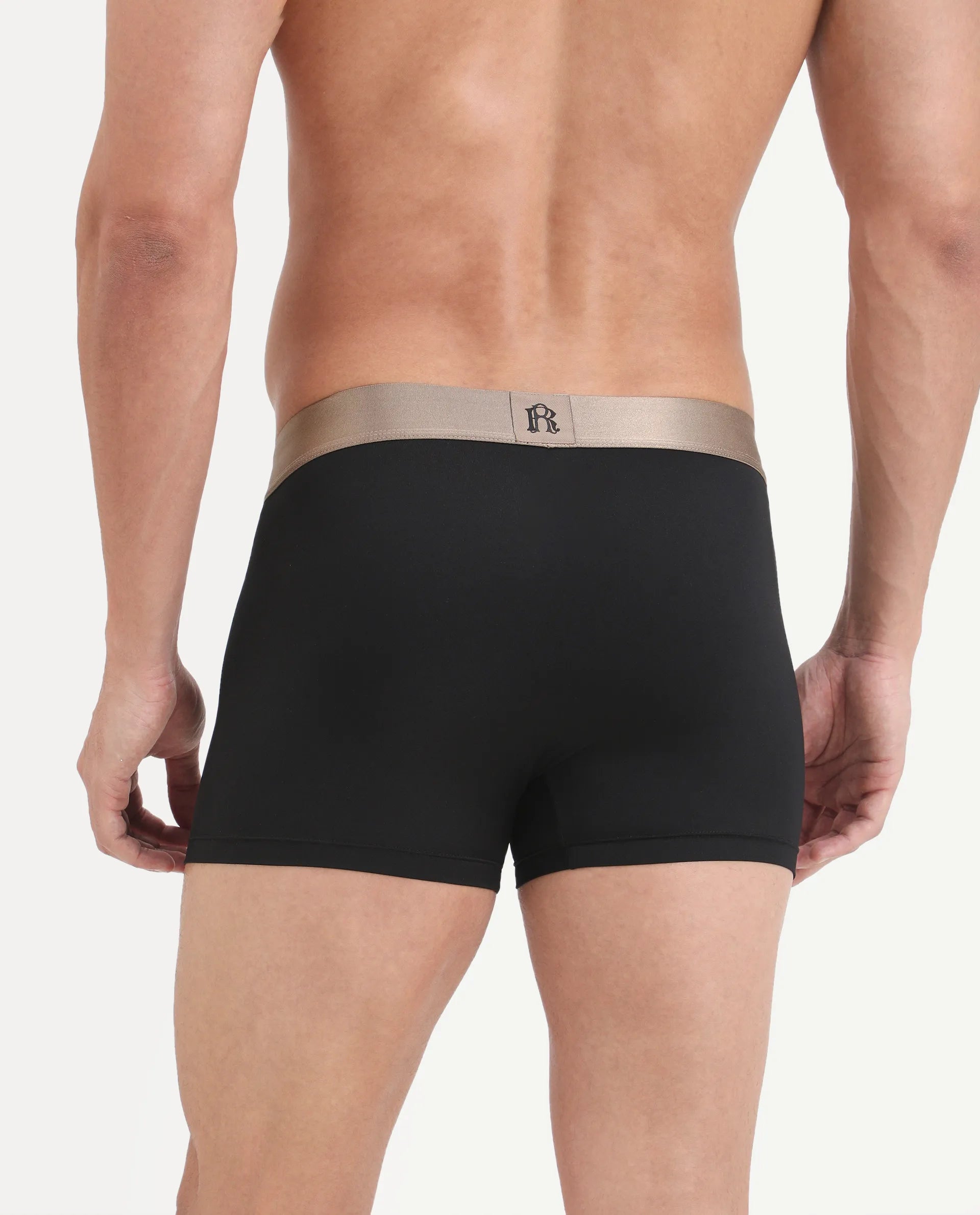 Rare Rabbit Men's Lovi Black Soft Nylon Blend Trunks
