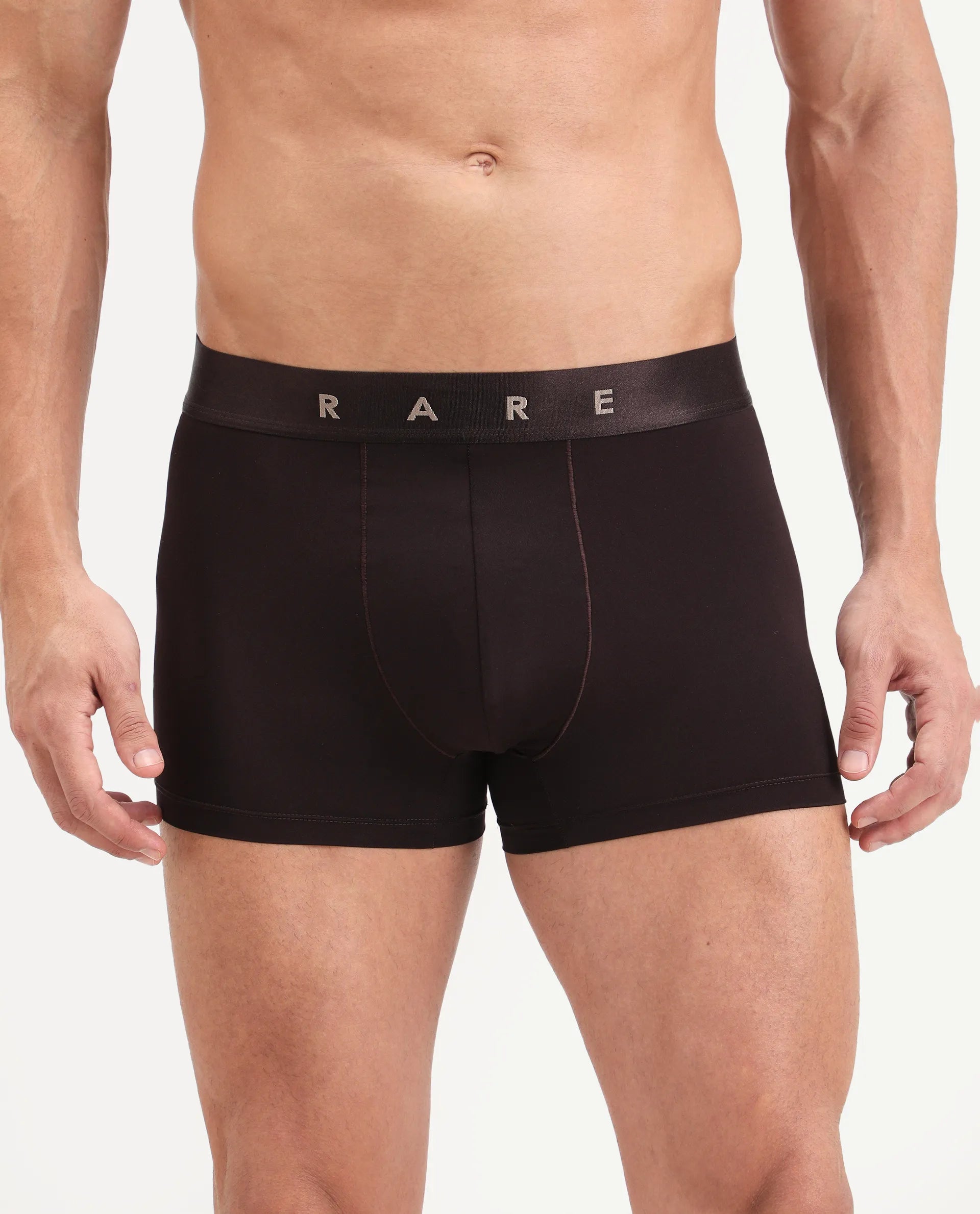 Rare Rabbit Men's Lovi Brown Soft Nylon Blend Trunks