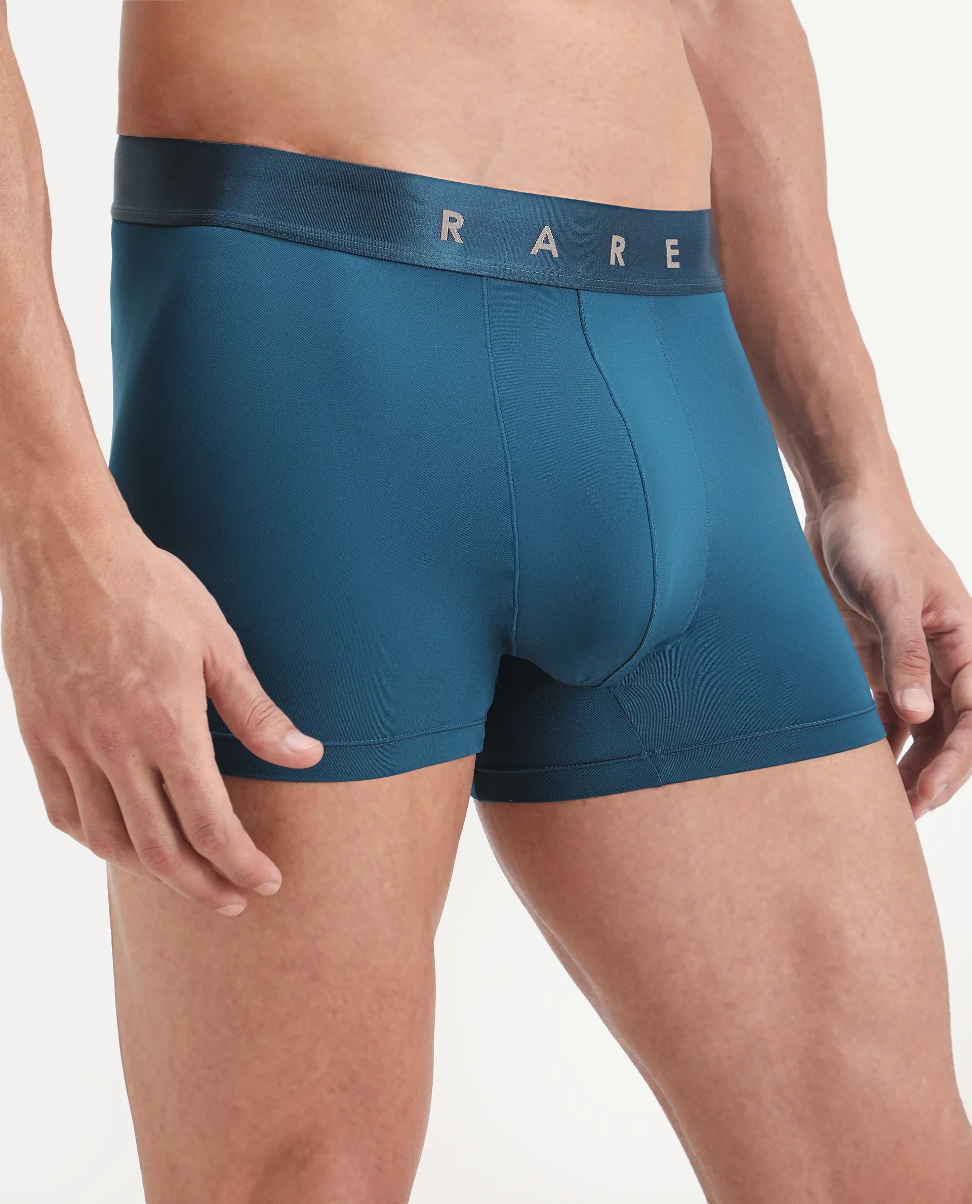 Rare Rabbit Men's Lovi Petrol Soft Nylon Blend Trunks