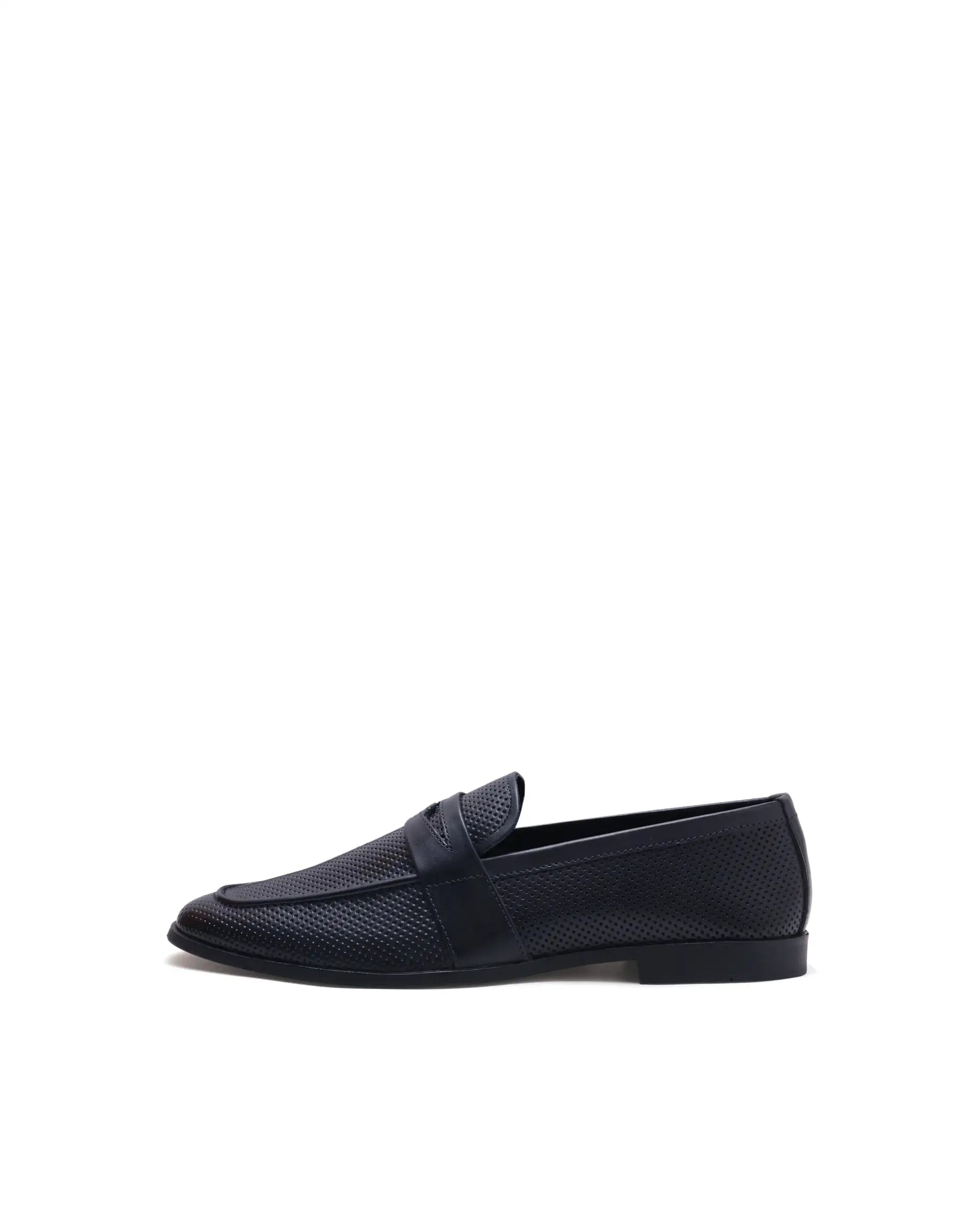 Rarez Men's Lucent Navy Leather Fabric Mocassin