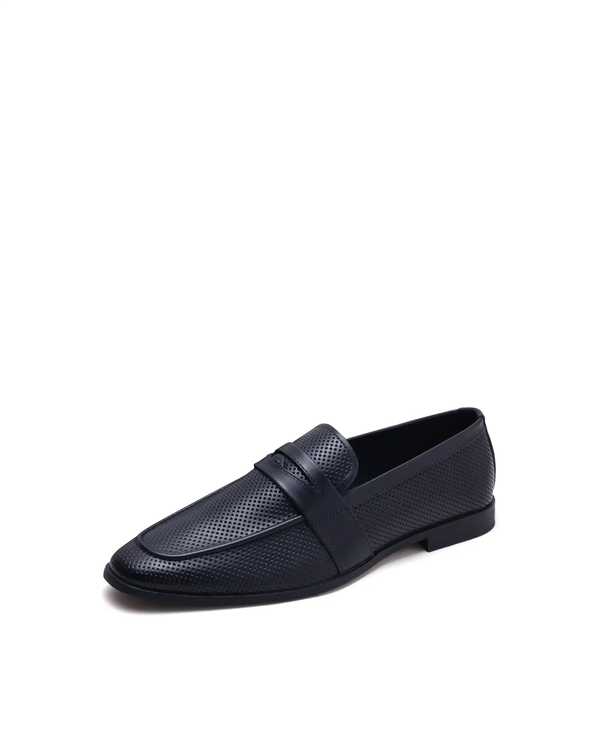 Rarez Men's Lucent Navy Leather Fabric Mocassin