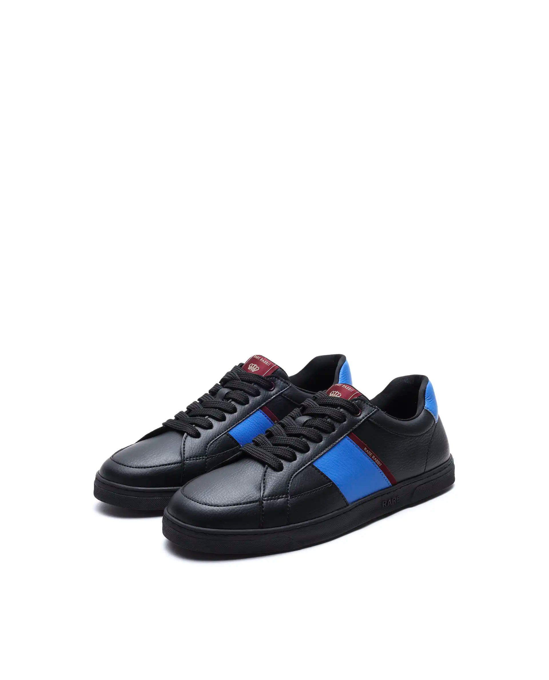 Rare Rabbit Men's Lunar Black Micro Fiber Leather Sneaker