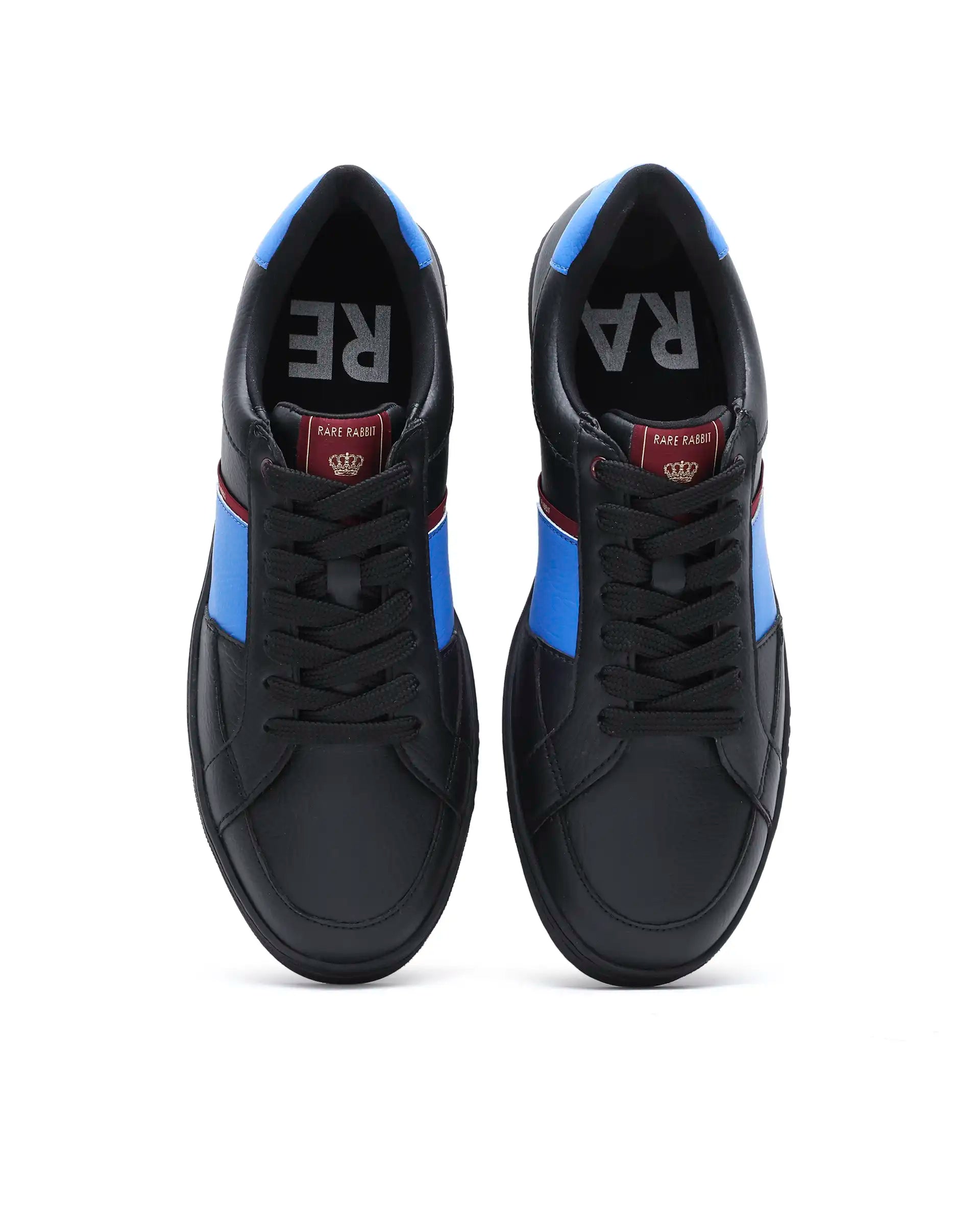Rare Rabbit Men's Lunar Black Micro Fiber Leather Sneaker