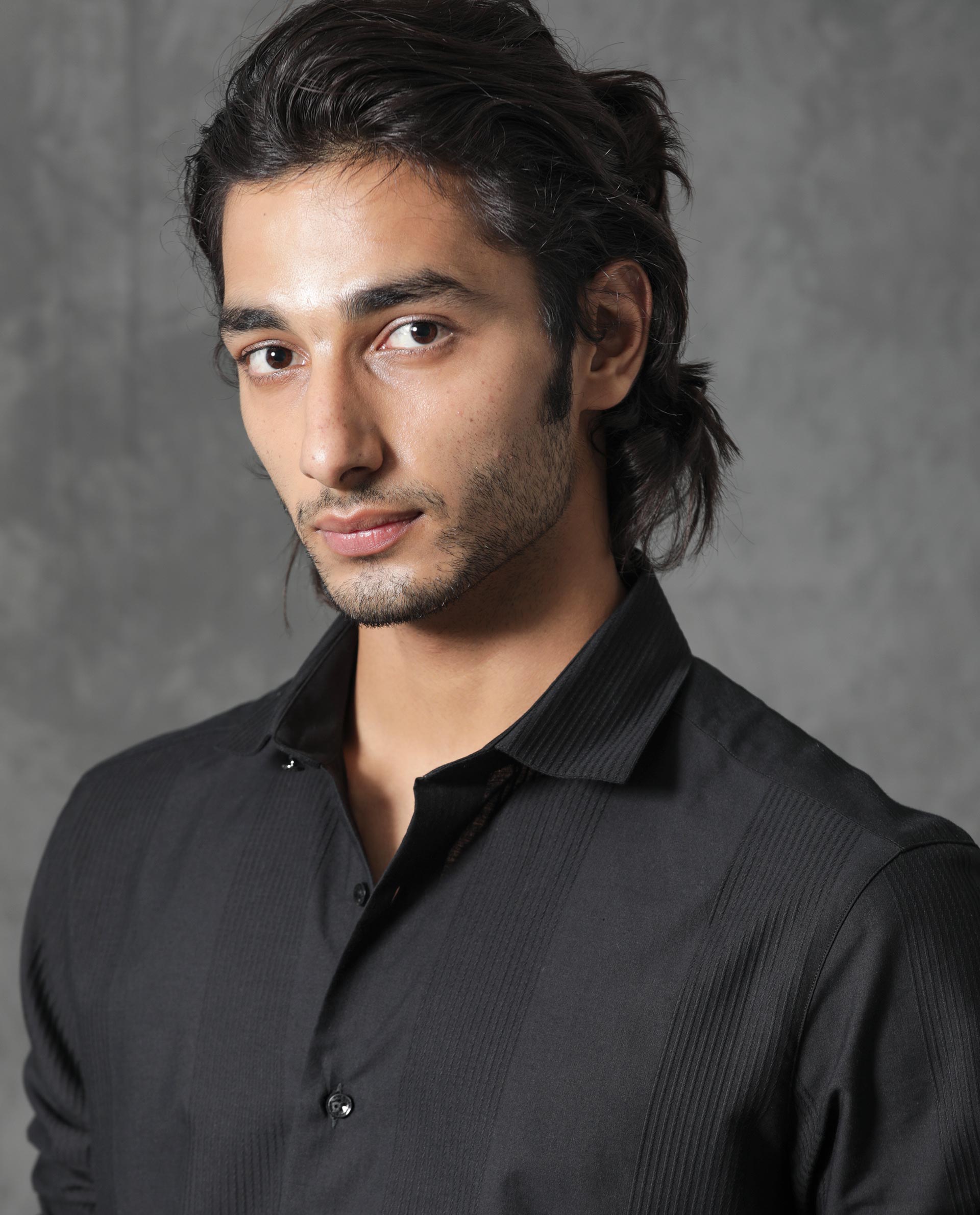 Rare Rabbit Men's Lurtz-1 Black Cotton Fabric Full Sleeves Striped Shirt