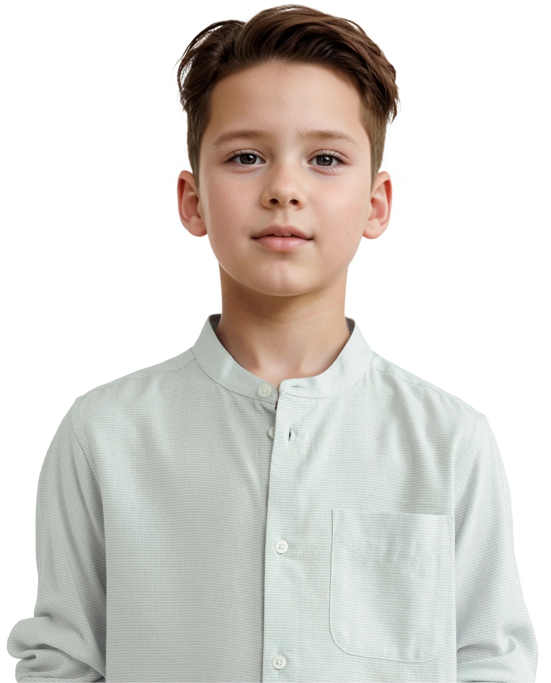 Rare Ones Kids Lynx Light Blue Cotton Blend Long Sleeve Mandarin Collar Striped Shirt