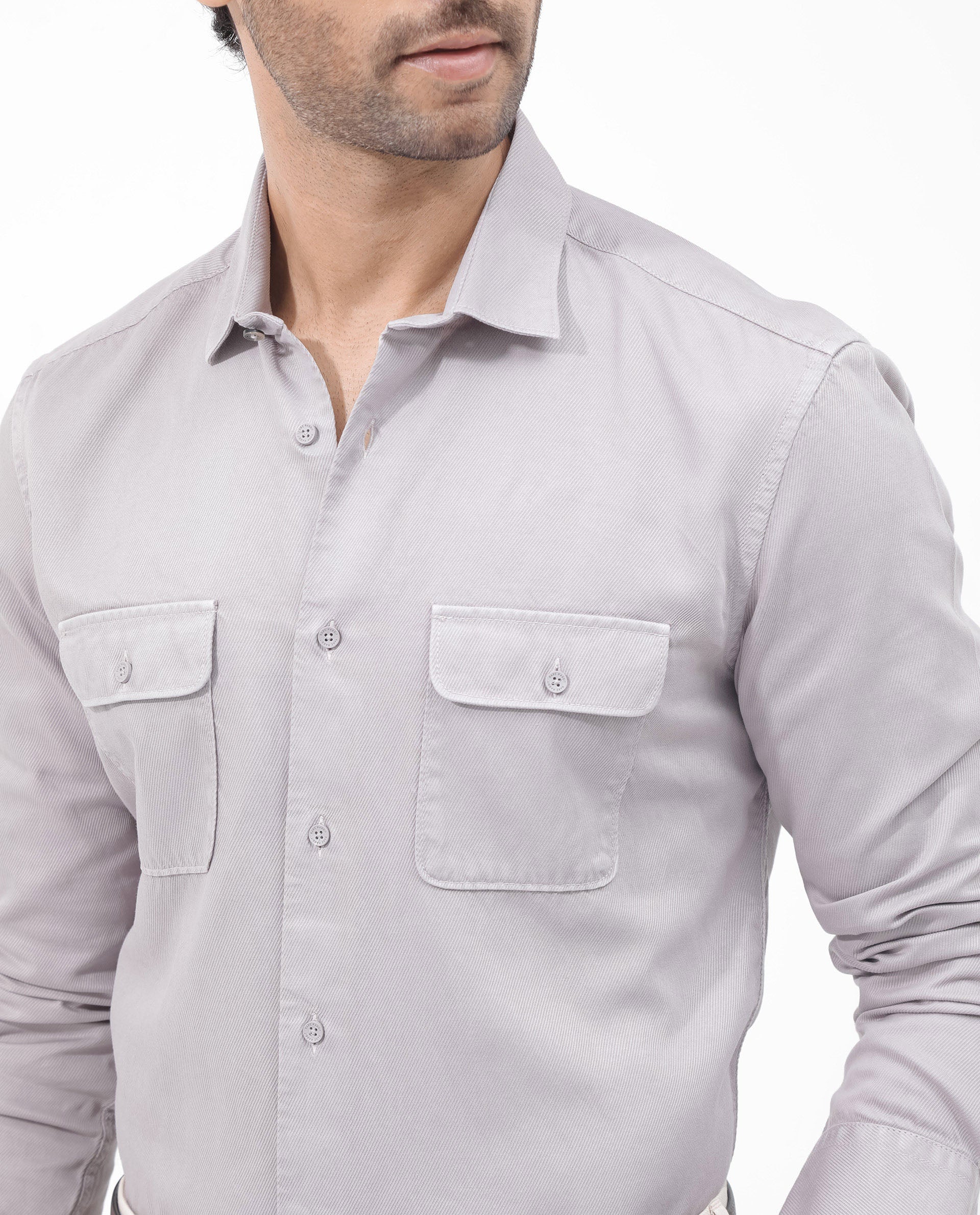 Rare Rabbit Mens Lyton-2 Dusky Purple Shirt Full Sleeve Over Dyed Front Flap Pocket Solid