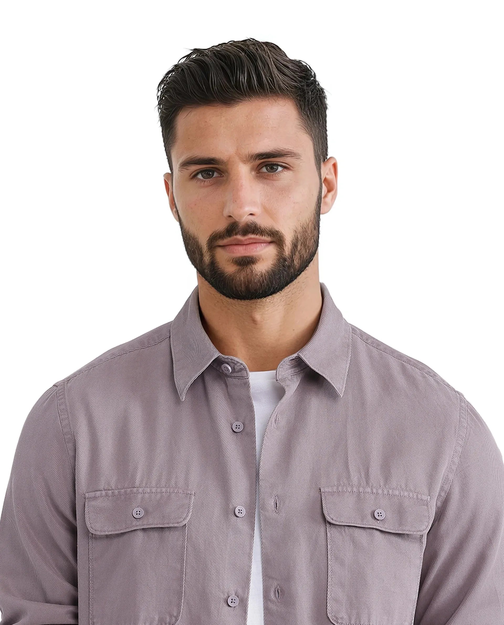 Rare Rabbit Men Lyton-25 Dusky Purple Excel Cotton Fabric Full Sleeves Collared Neck Button Closure Plain Shirt