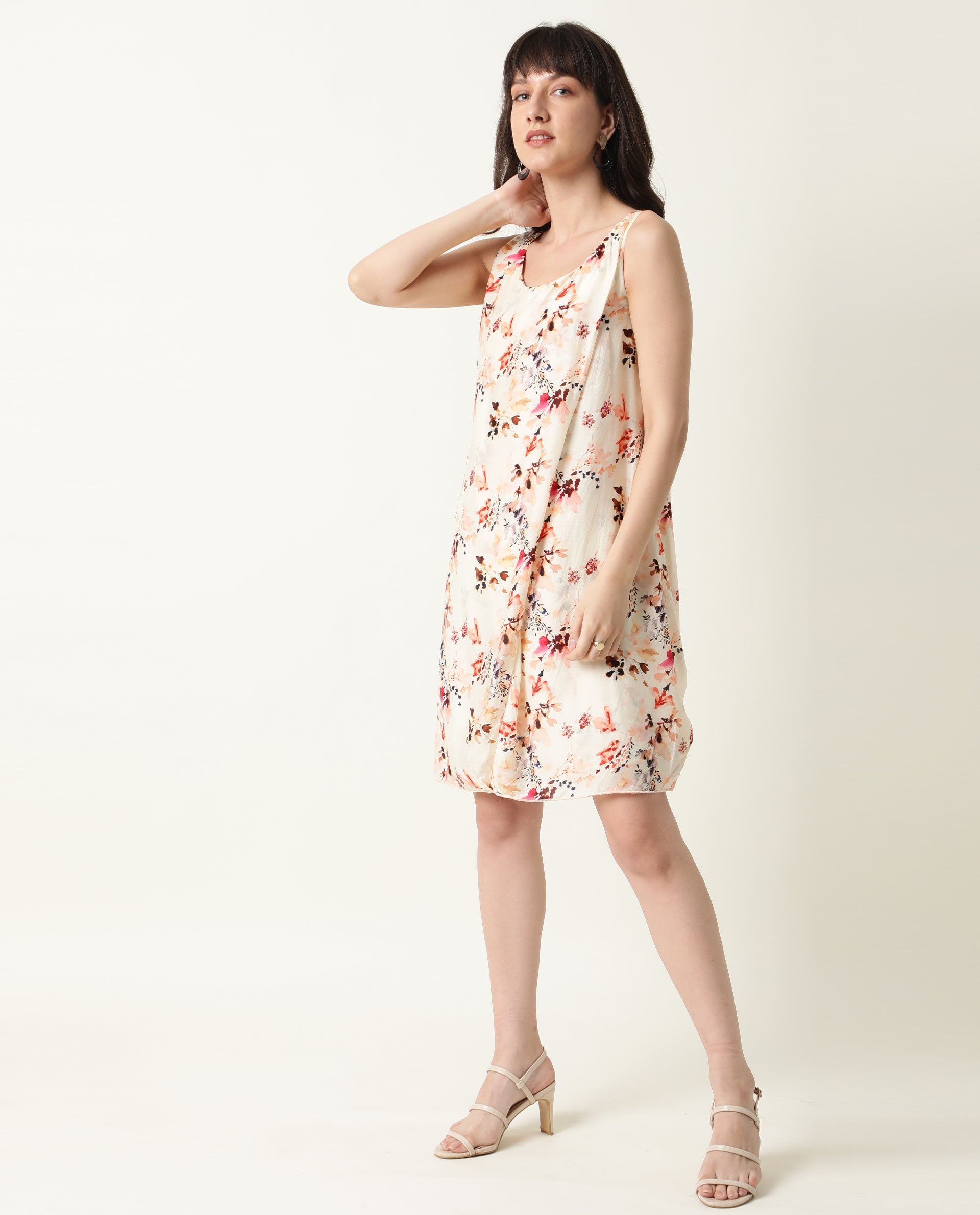 Rareism Womens Savana Beige Dress Short Length Tencel Fabric Sleeveless