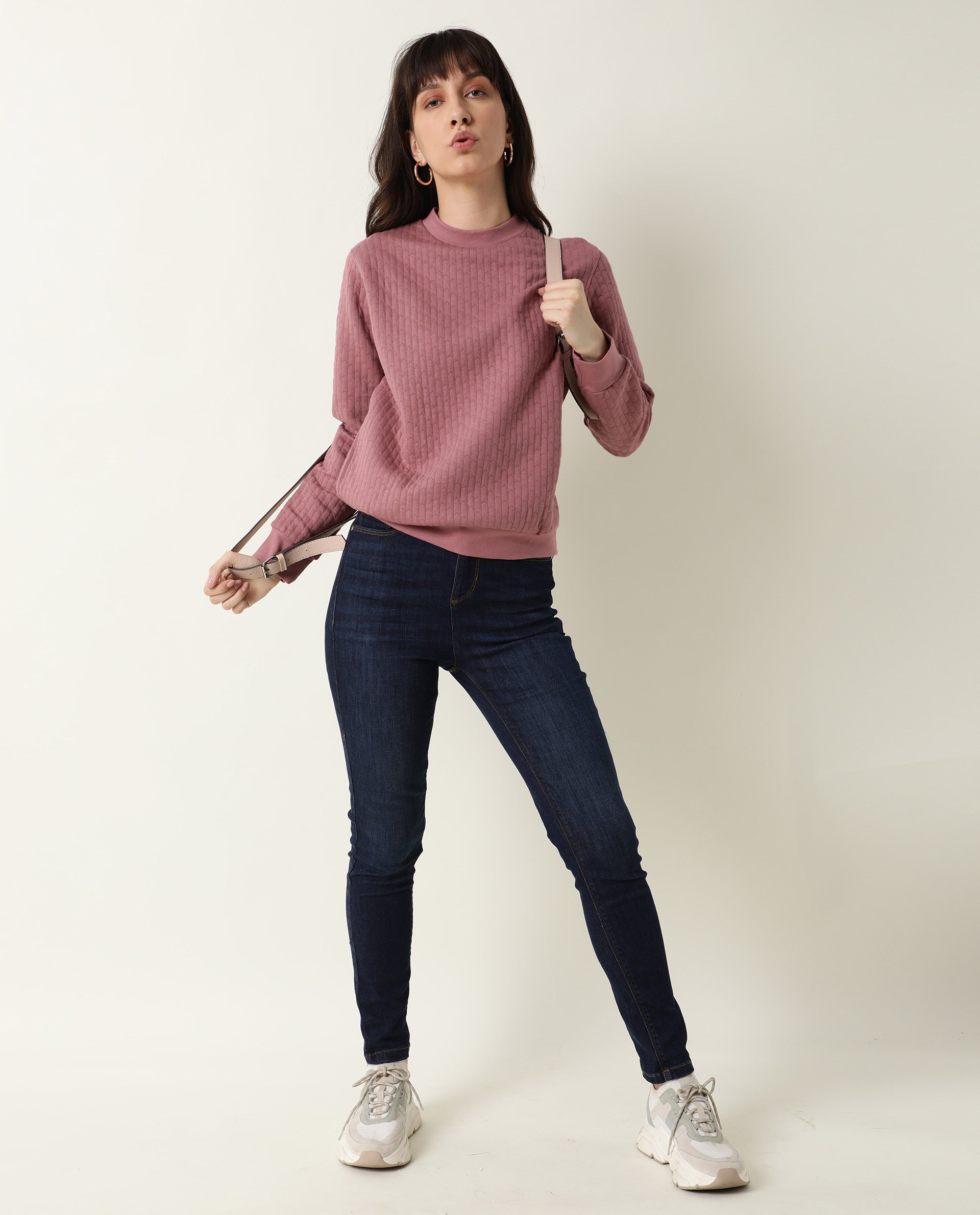 Rareism Women Sid Pink Sweatshirt Solid