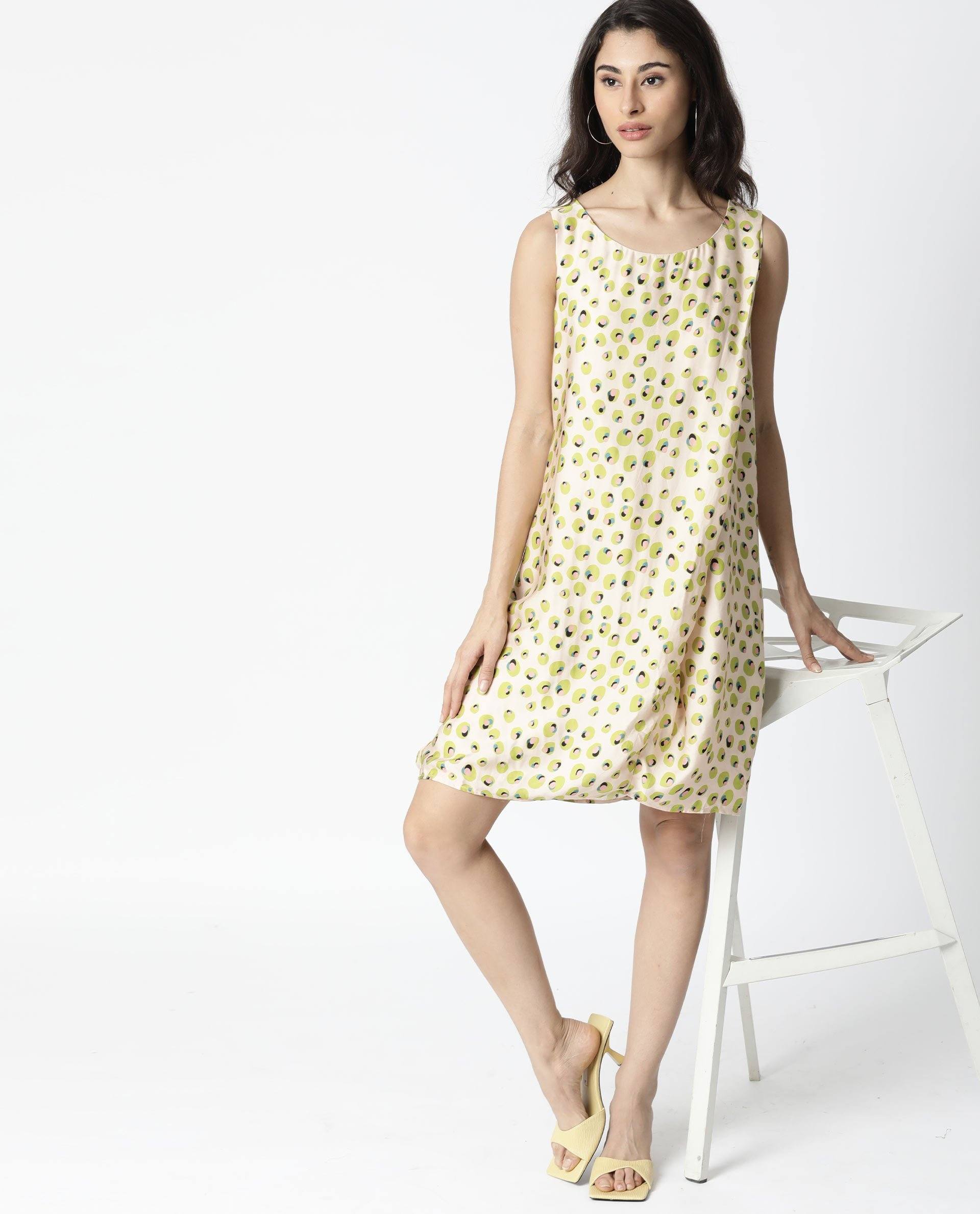 Rareism Womens Vian Beige Dress Short Length Tencel Fabric Sleeveless