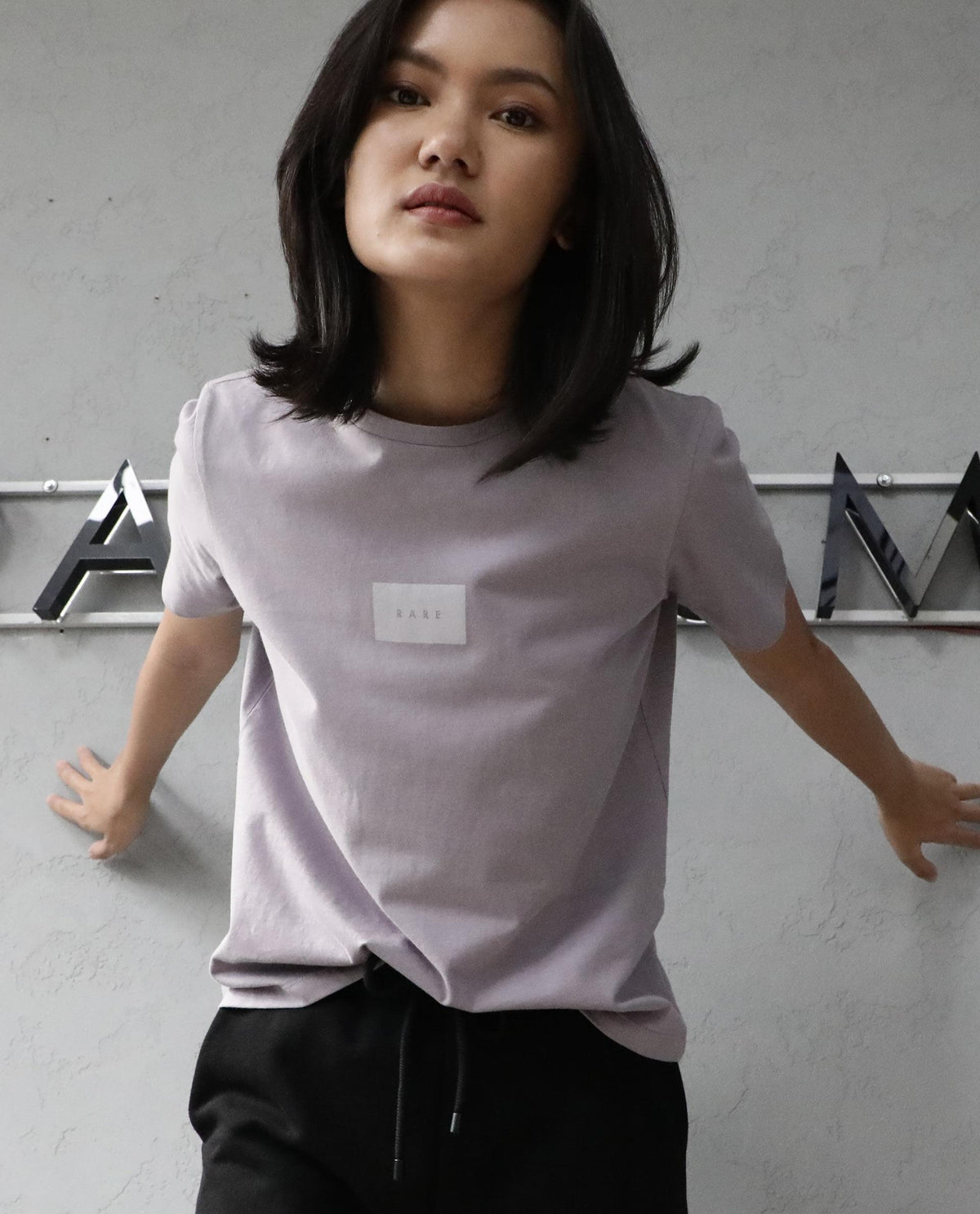 Rareism Womens Luani Lilac T-Shirt Supima Cotton Fabric Slim Fit Round Neck