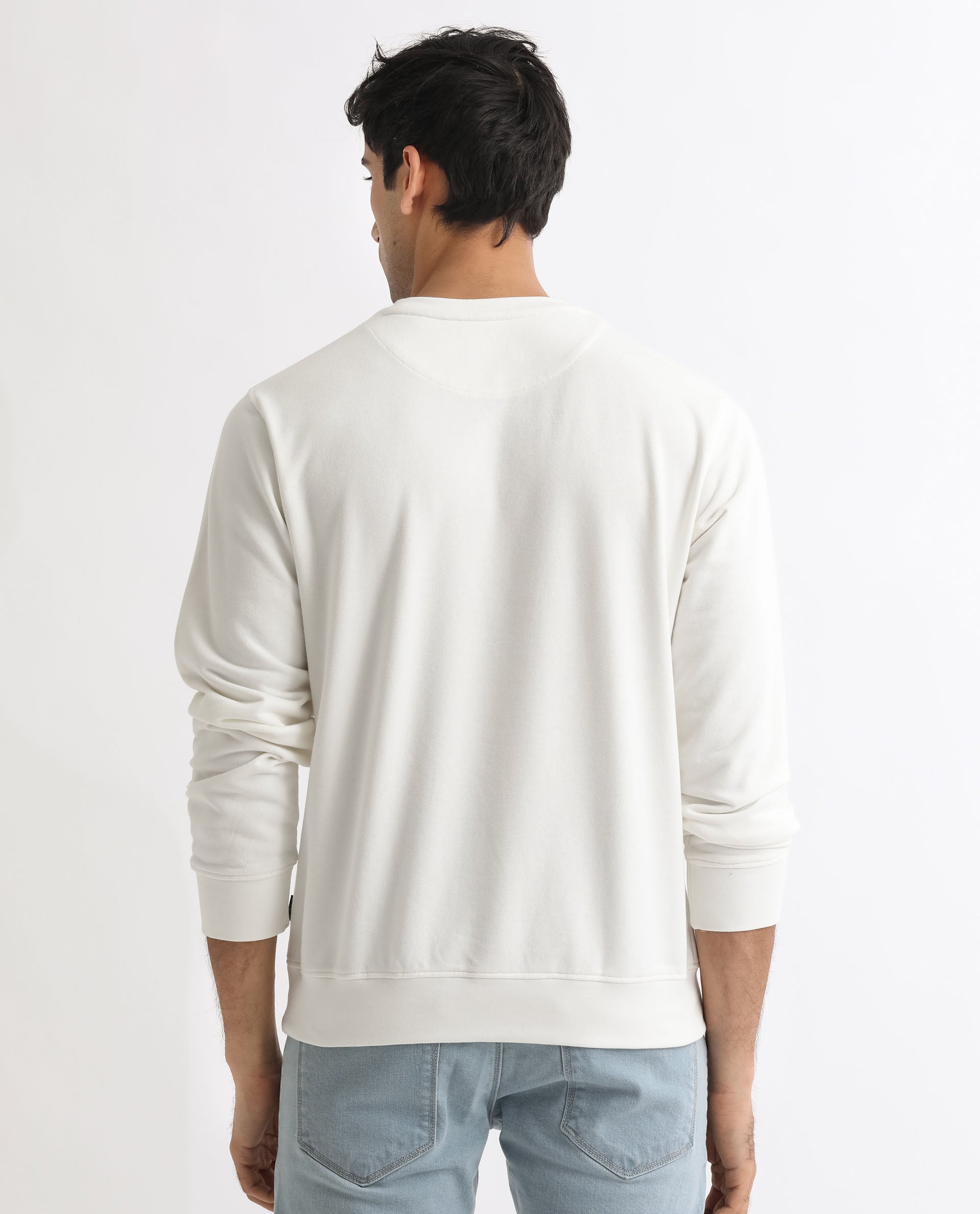 Rare Rabbit Men'S Lintz Off White Sweatshirt Full Sleeves Solid