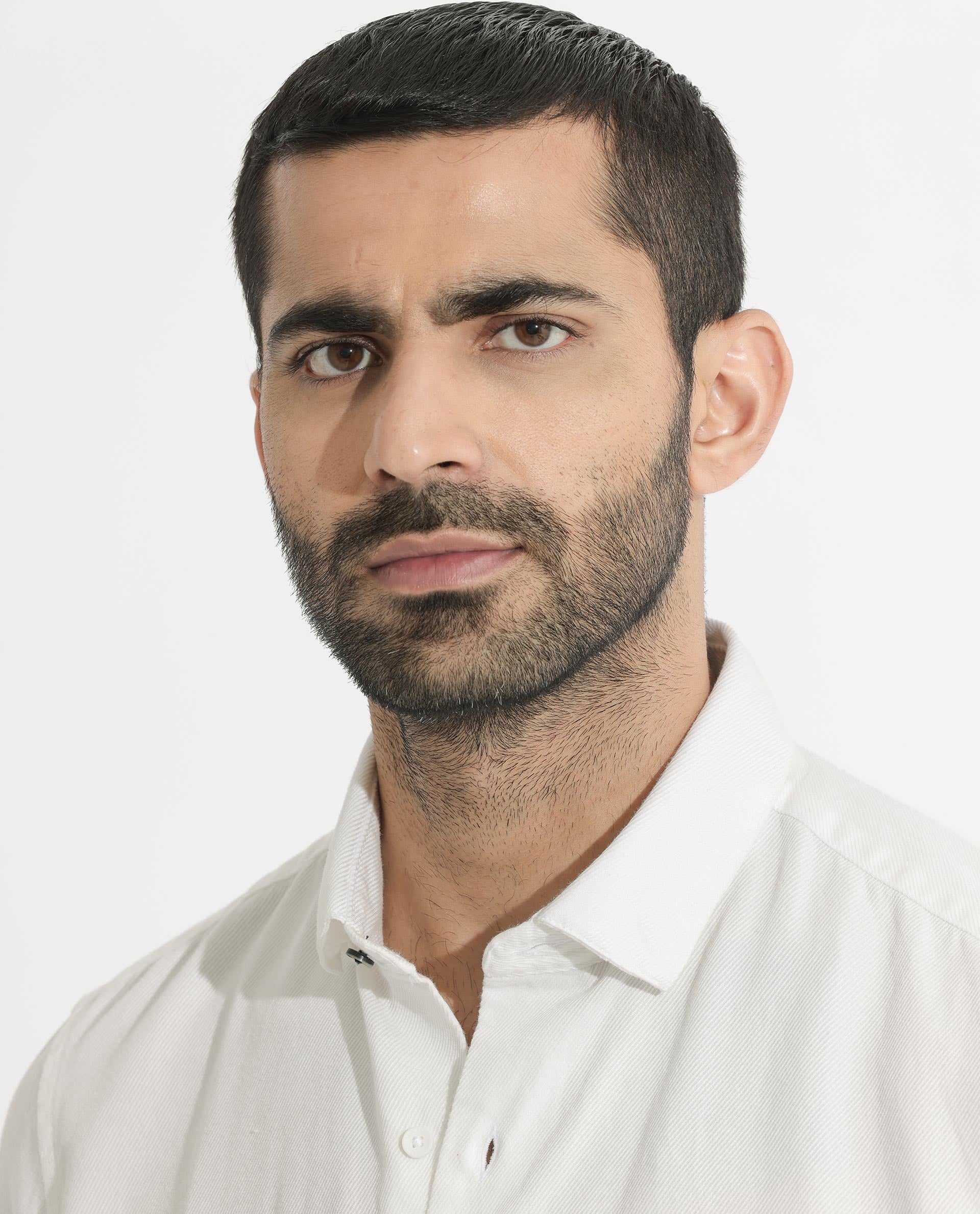 Rare Rabbit Men's Lipton White Cotton Fabric Full Sleeves Twill Shirt