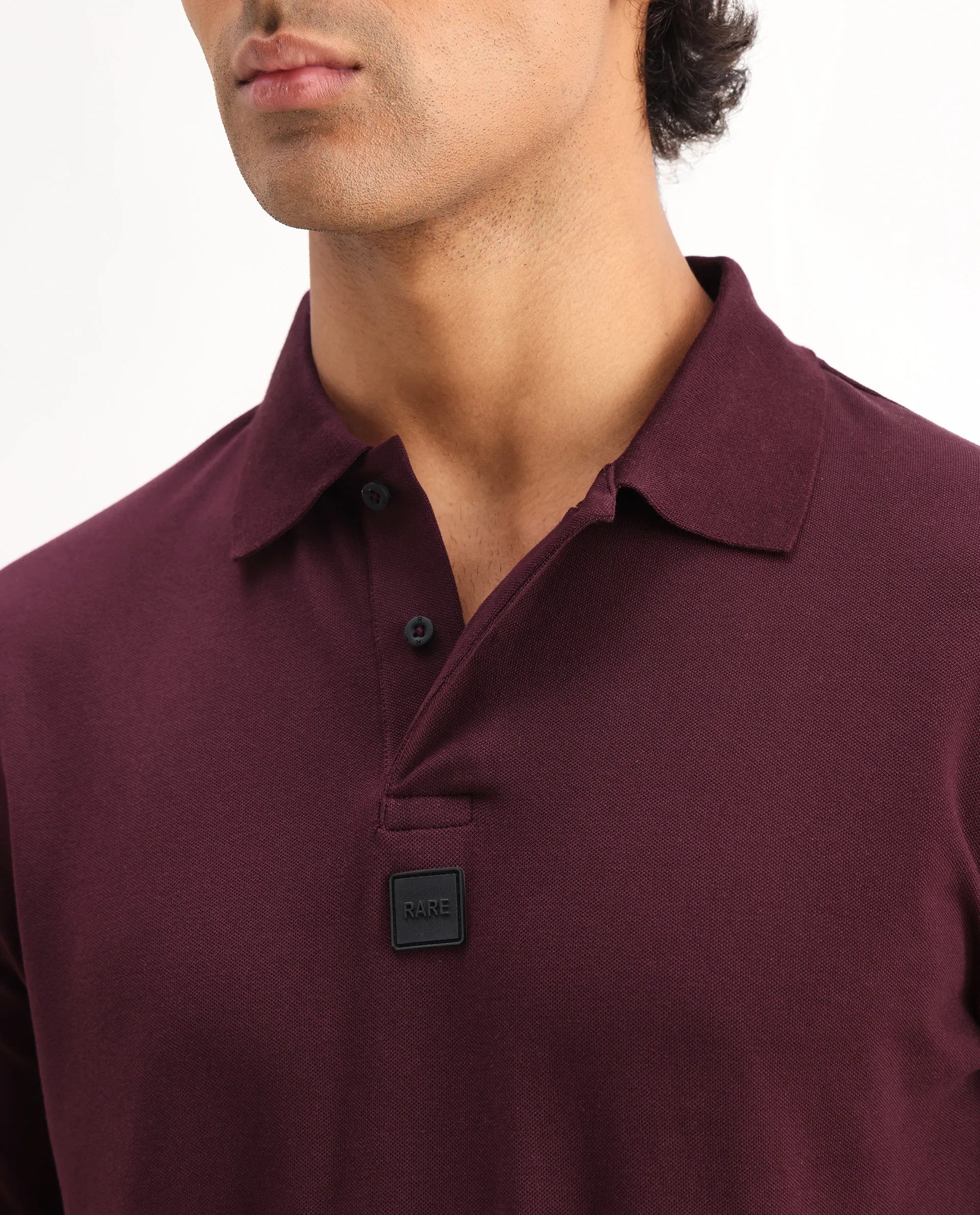 Rare Rabbit Men's Mabe Maroon Cotton Plain Regular Fit Half Sleeve Polo