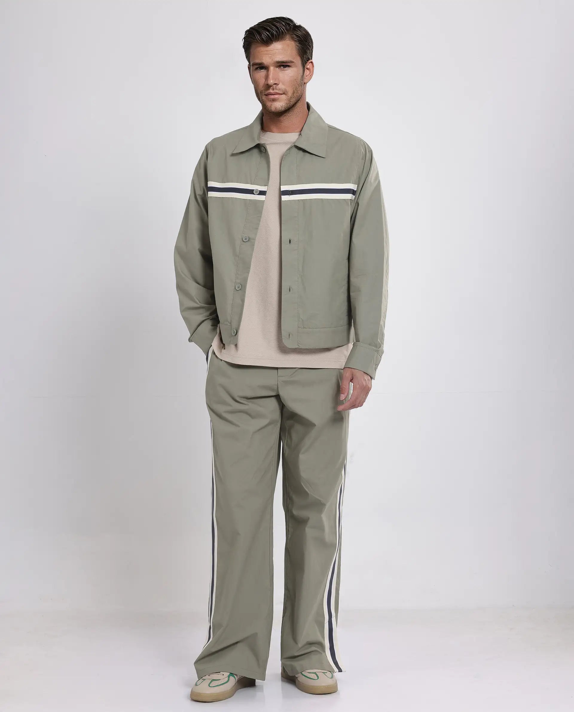 Rare Rabbit Men Macon-S Green Cotton Fabric Full Sleeves Collared Neck Button Closure Plain Shirt