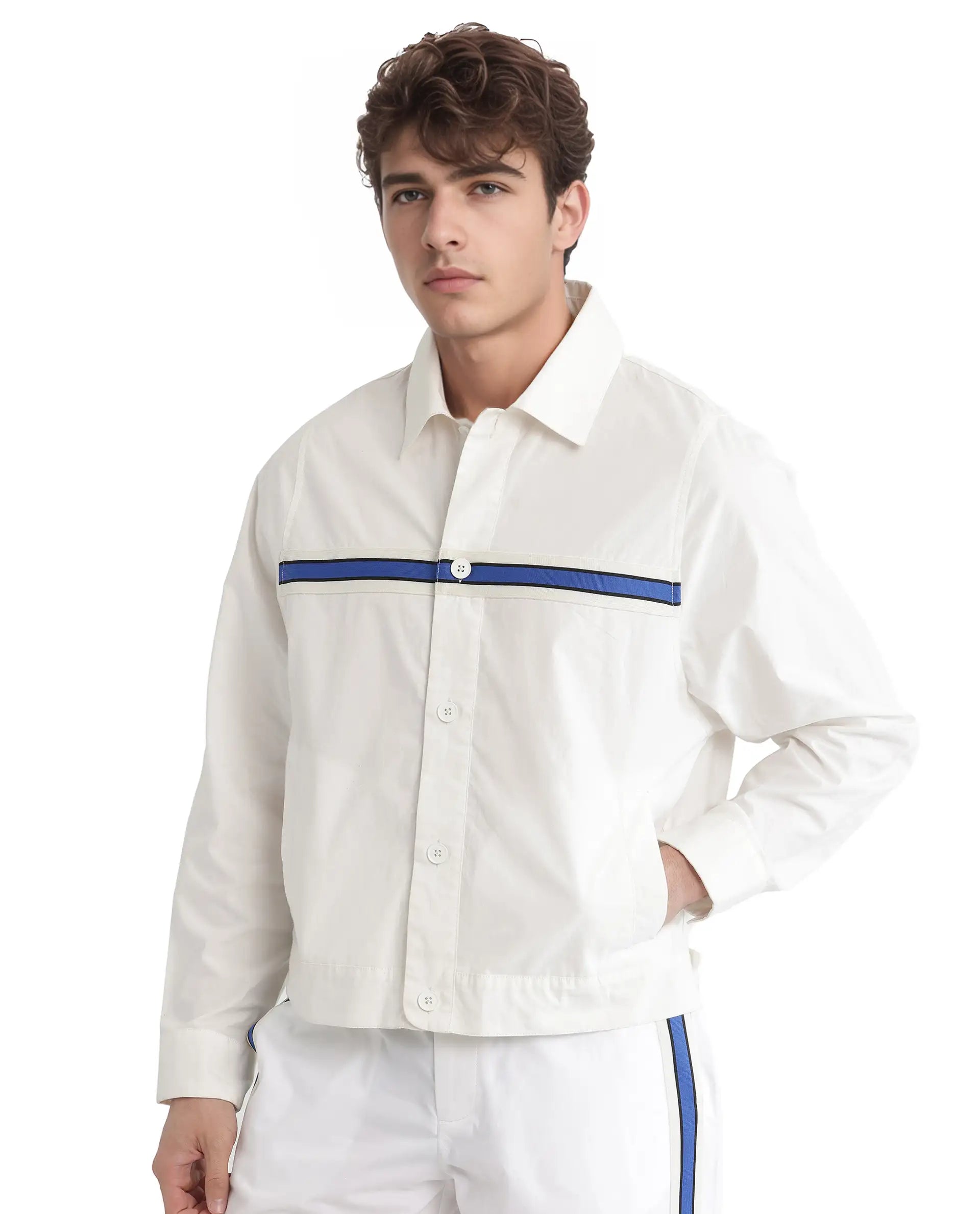 Rare Rabbit Men Macon-S White Cotton Fabric Full Sleeves Collared Neck Button Closure Plain Shirt