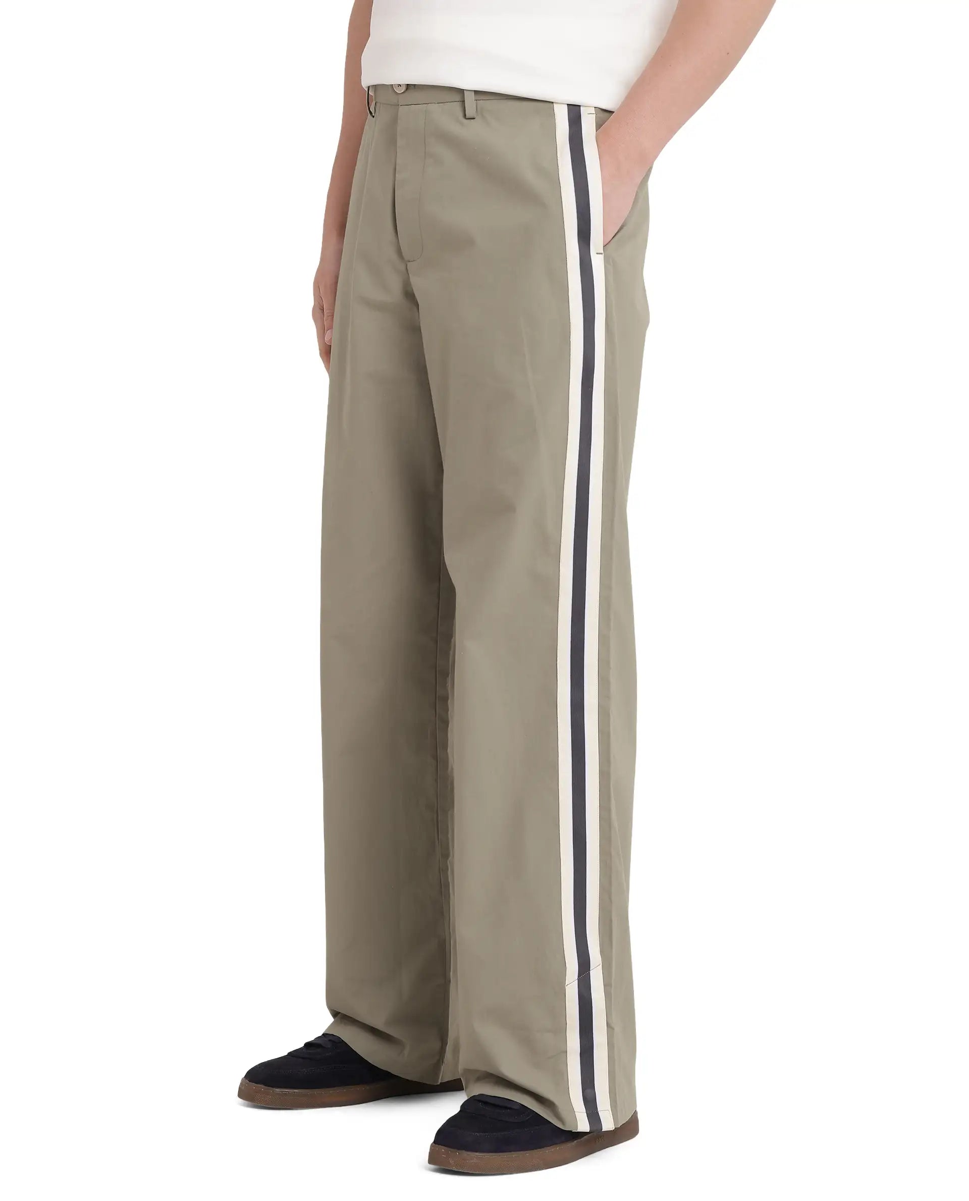 Rare Rabbit Men Macon Green Cotton Fabric Mid Rise Baggy Fit Side Slit with Snap Button Closure Tape Detailing Track Pant