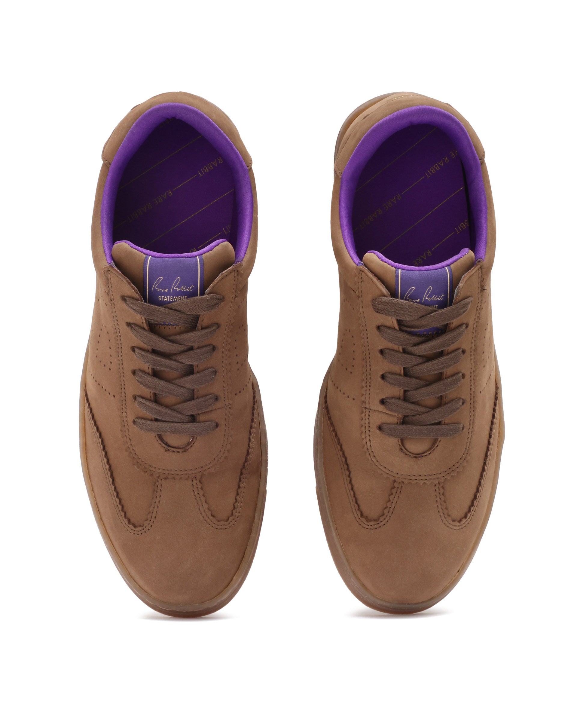 Rare Rabbit Mens Magellan Brown Premium Nubuck Lace Up Low Top Round Toe Sneaker Shoes