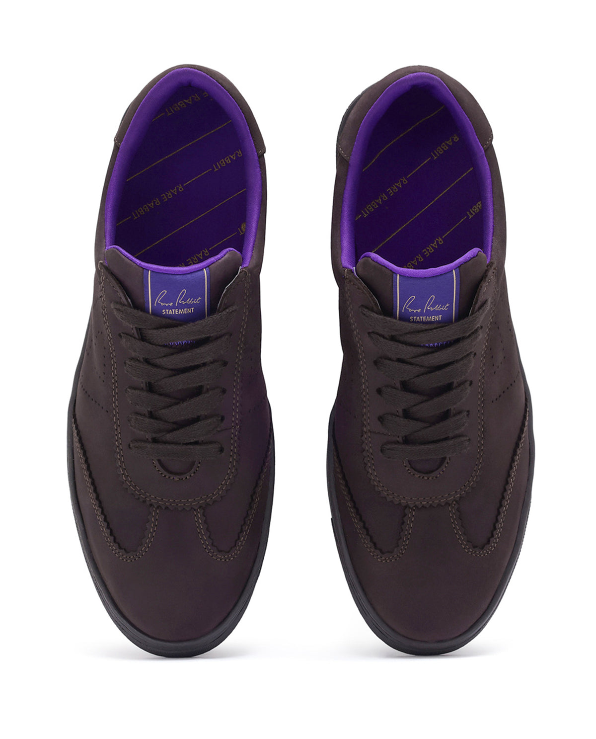 Rare Rabbit Men's Magellan Dark Purple Premium Nubuck Lace Up Low Top Round Toe Sneaker Shoes