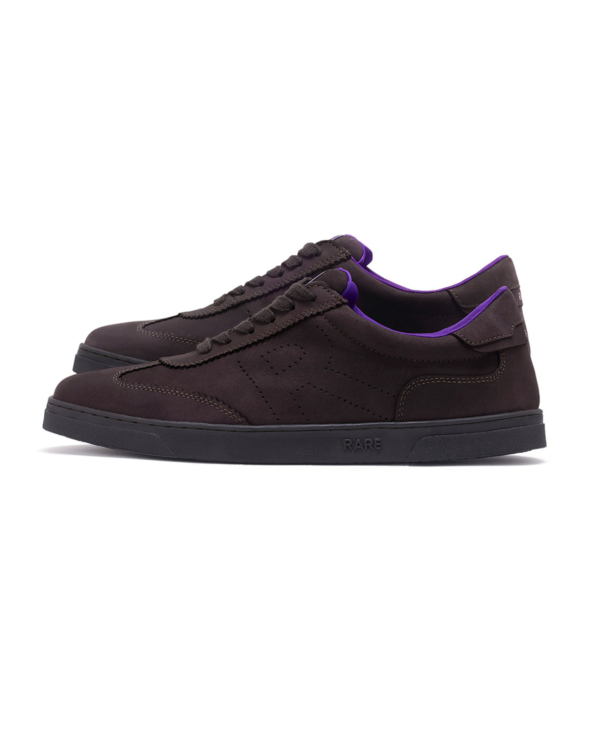 Rare Rabbit Men's Magellan Dark Purple Premium Nubuck Lace Up Low Top Round Toe Sneaker Shoes