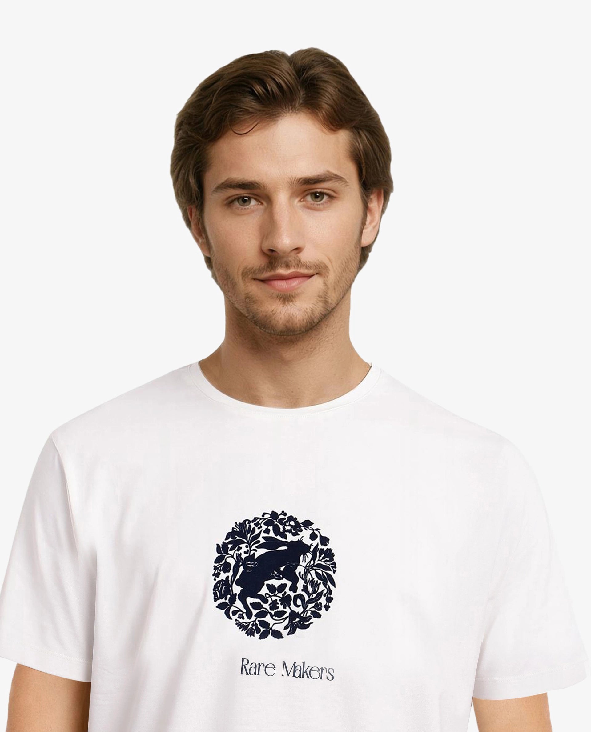 Rare Rabbit Men Make Off White Short Sleeve Crew Neck Regular Fit Graphic Print T-Shirt