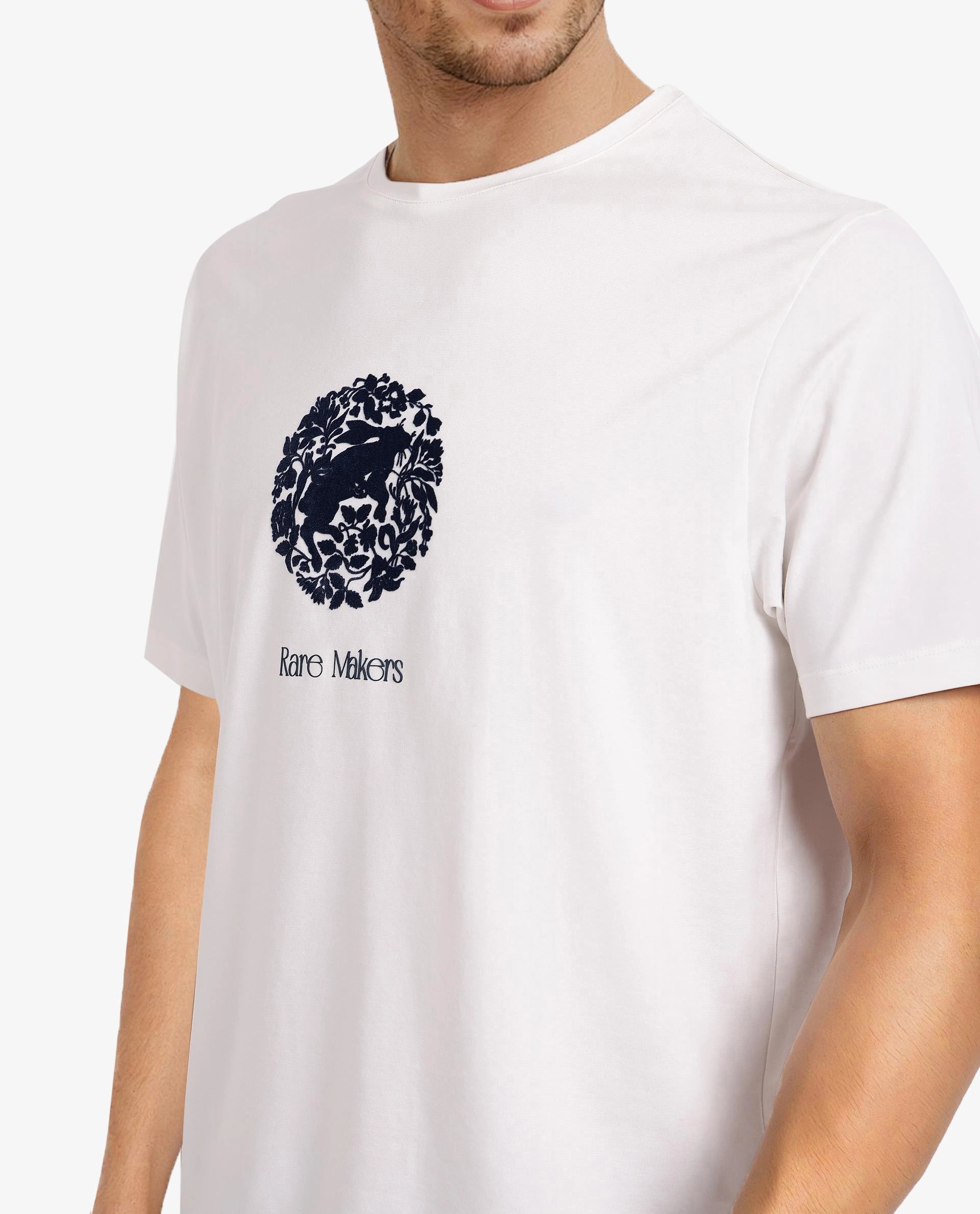 Rare Rabbit Men Make Off White Short Sleeve Crew Neck Regular Fit Graphic Print T-Shirt