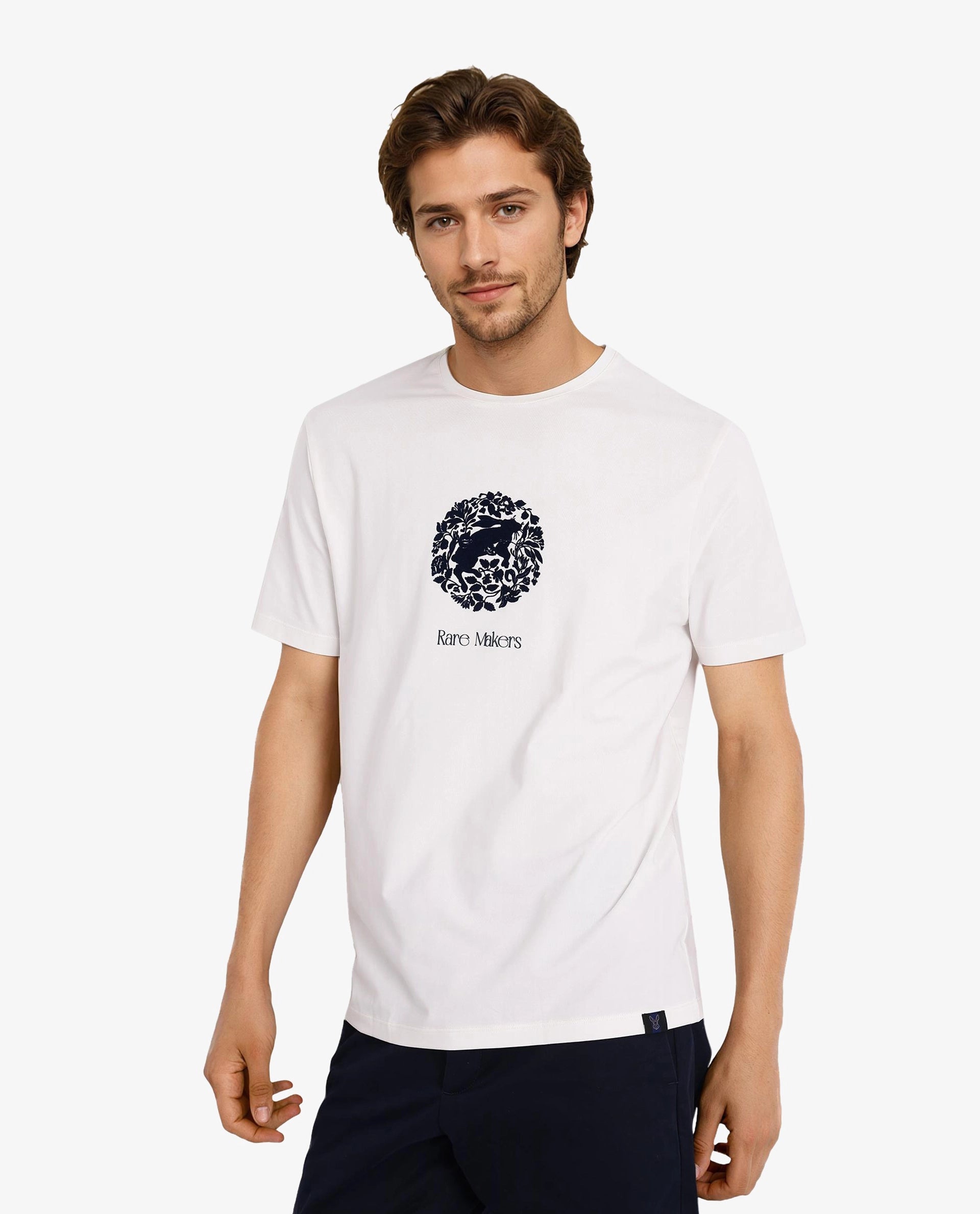 Rare Rabbit Men Make Off White Short Sleeve Crew Neck Regular Fit Graphic Print T-Shirt